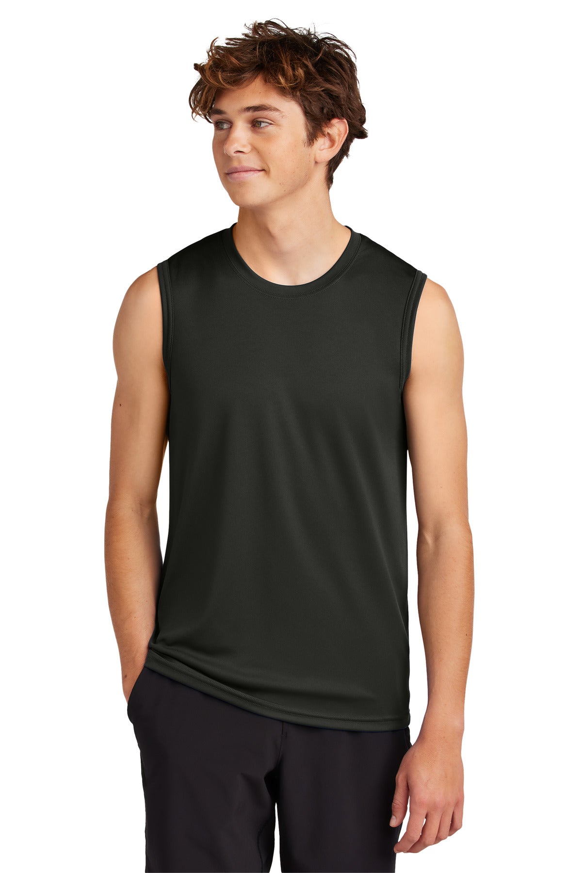 Port & Co Performance Sleeveless Tee PC380SL - Jet Black - front