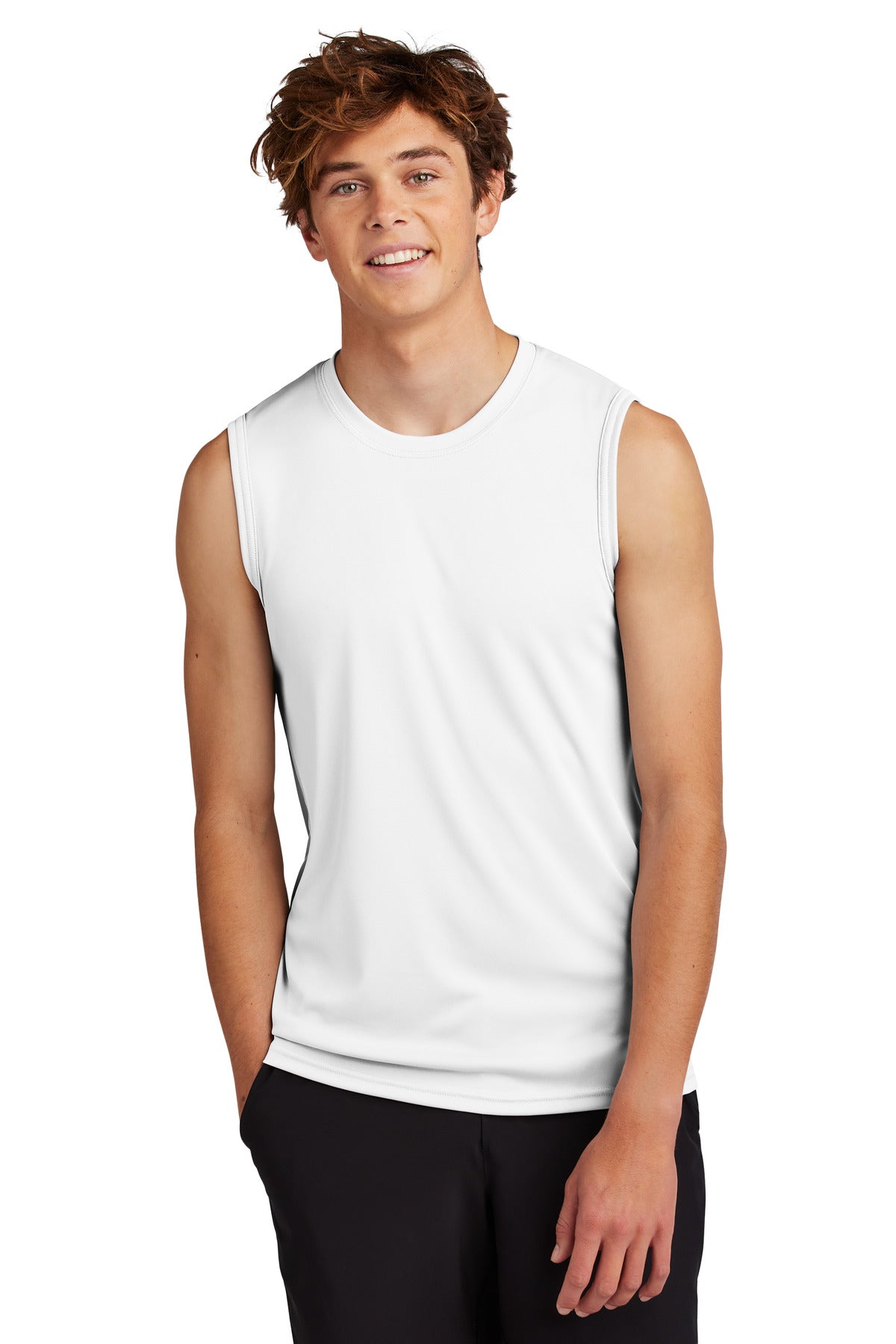 Port & Co Performance Sleeveless Tee PC380SL - White - front