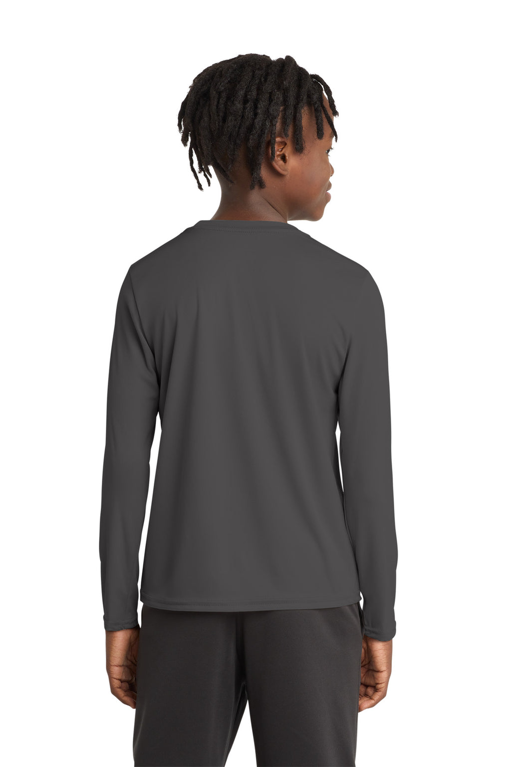 Port & Co Youth Long Sleeve Performance Tee PC380YLS - Charcoal - back