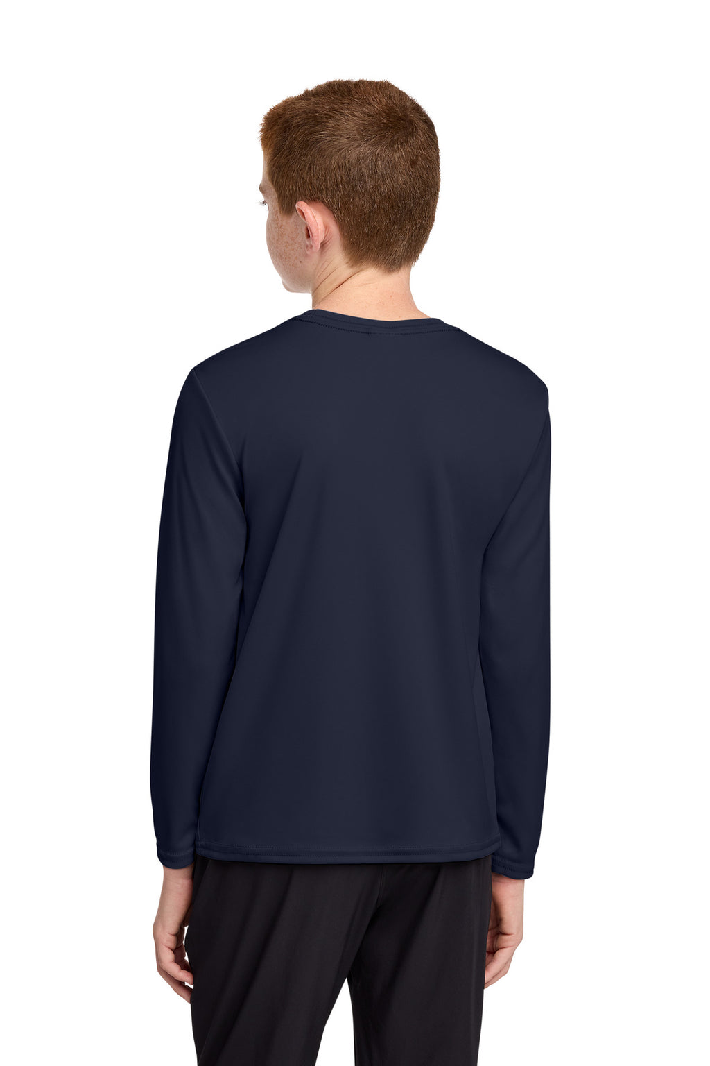 Port & Co Youth Long Sleeve Performance Tee PC380YLS - Deep Navy - back