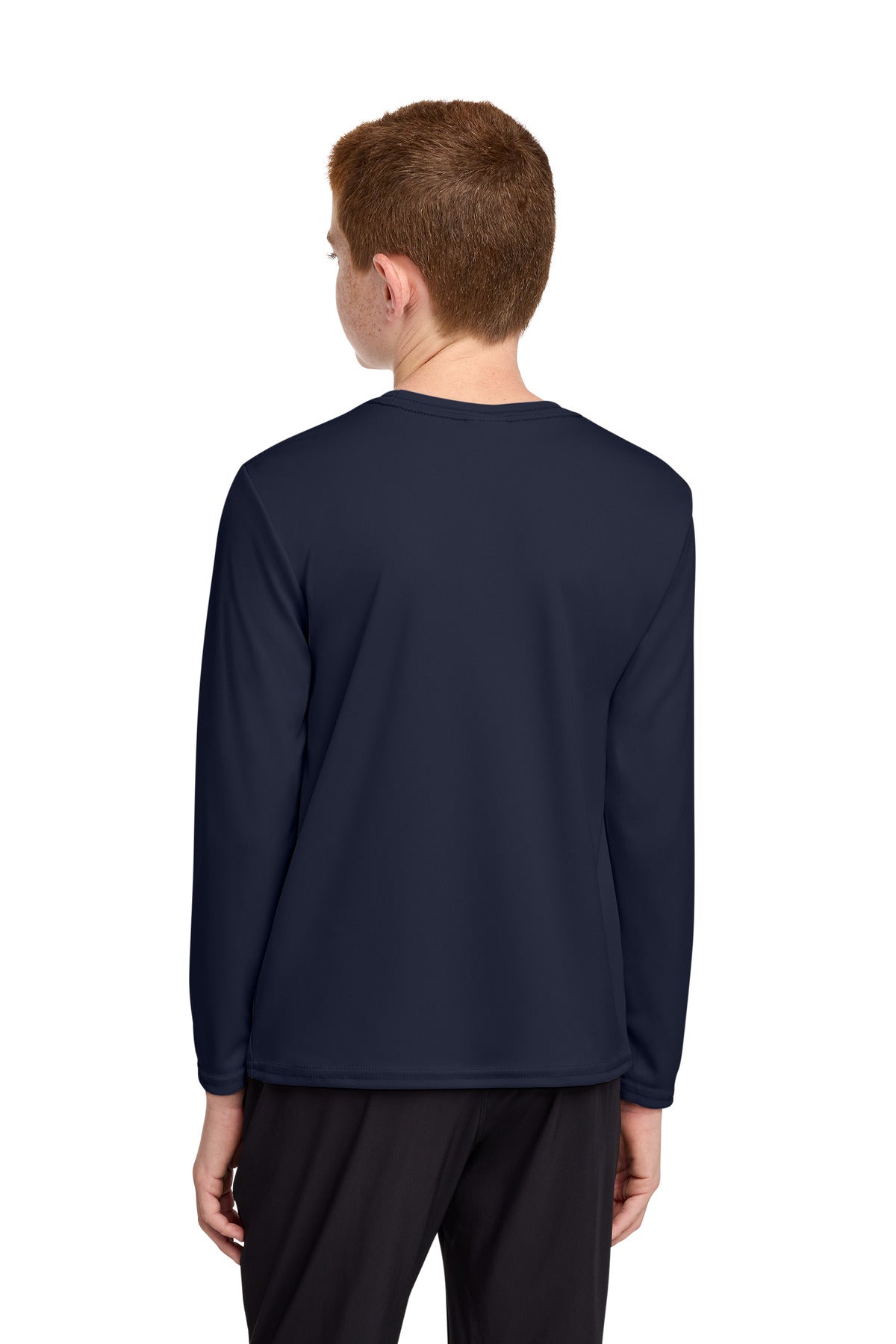 Port & Co Youth Long Sleeve Performance Tee PC380YLS - Deep Navy - back