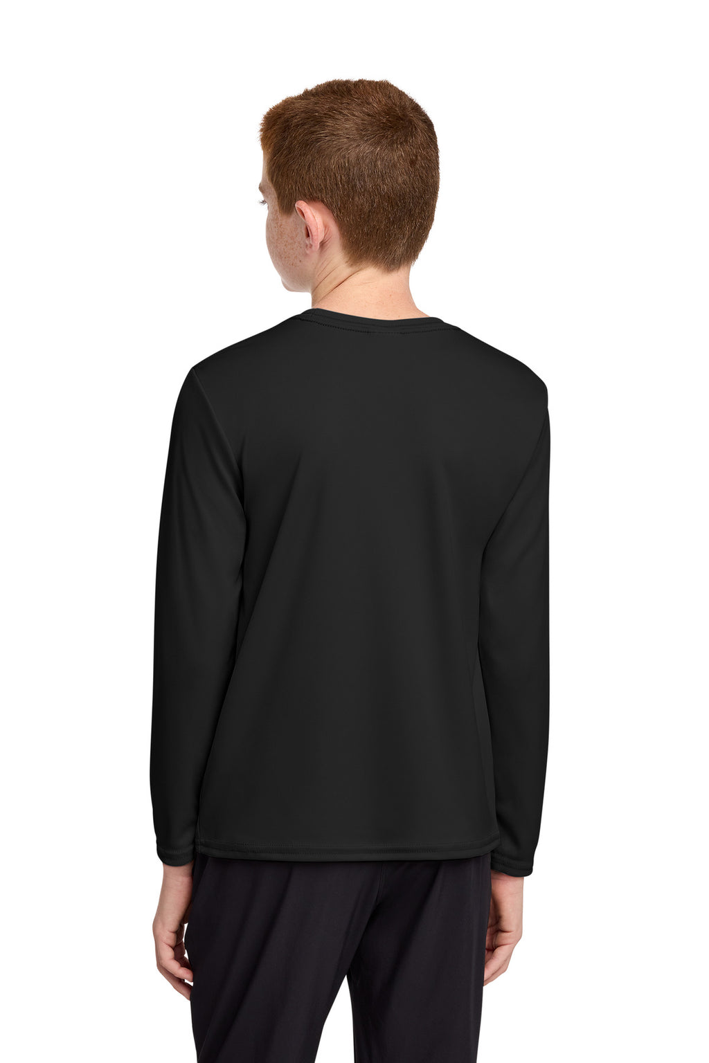 Port & Co Youth Long Sleeve Performance Tee PC380YLS - Jet Black - back