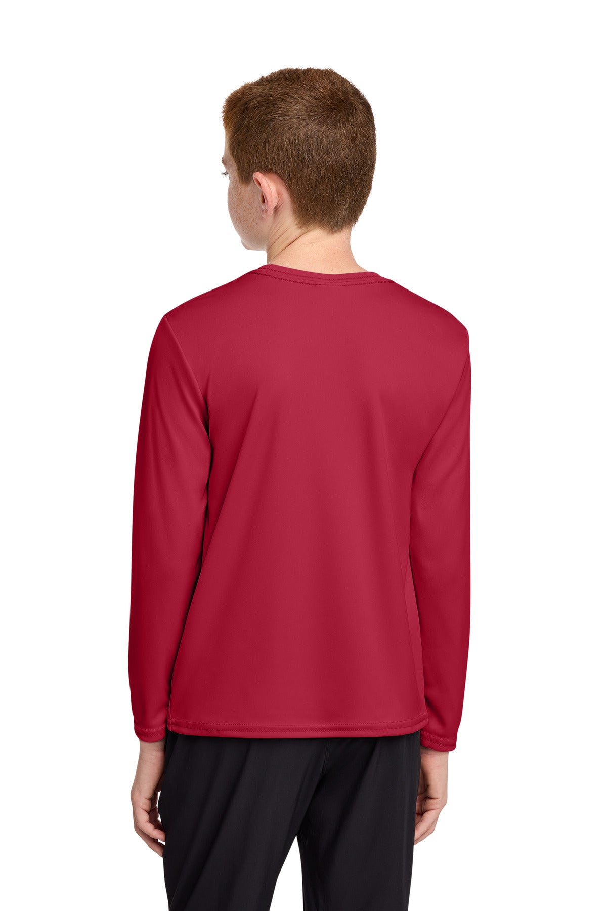 Port & Co Youth Long Sleeve Performance Tee PC380YLS - Red - back