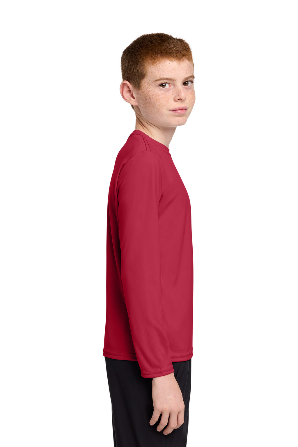 Port & Co Youth Long Sleeve Performance Tee PC380YLS - Red - side