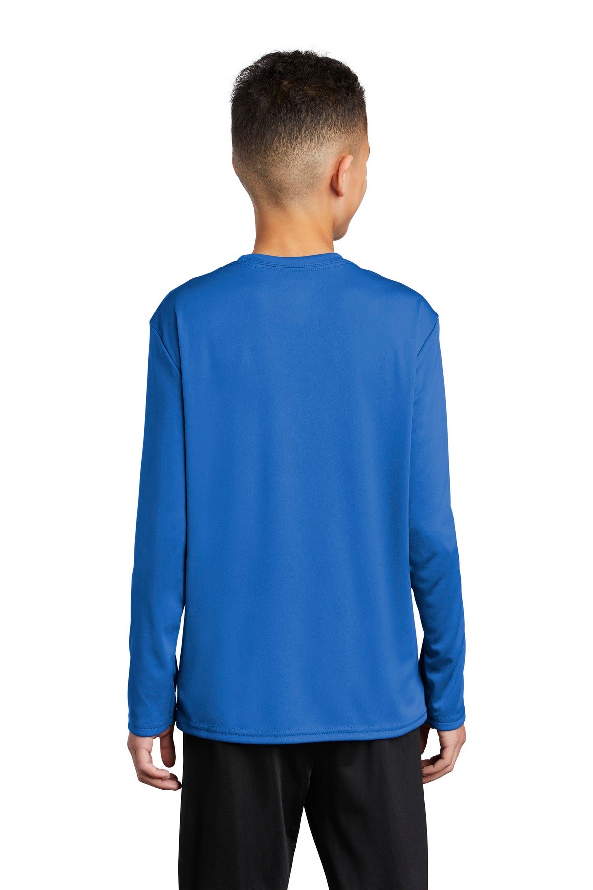 Port & Co Youth Long Sleeve Performance Tee PC380YLS - Royal - back