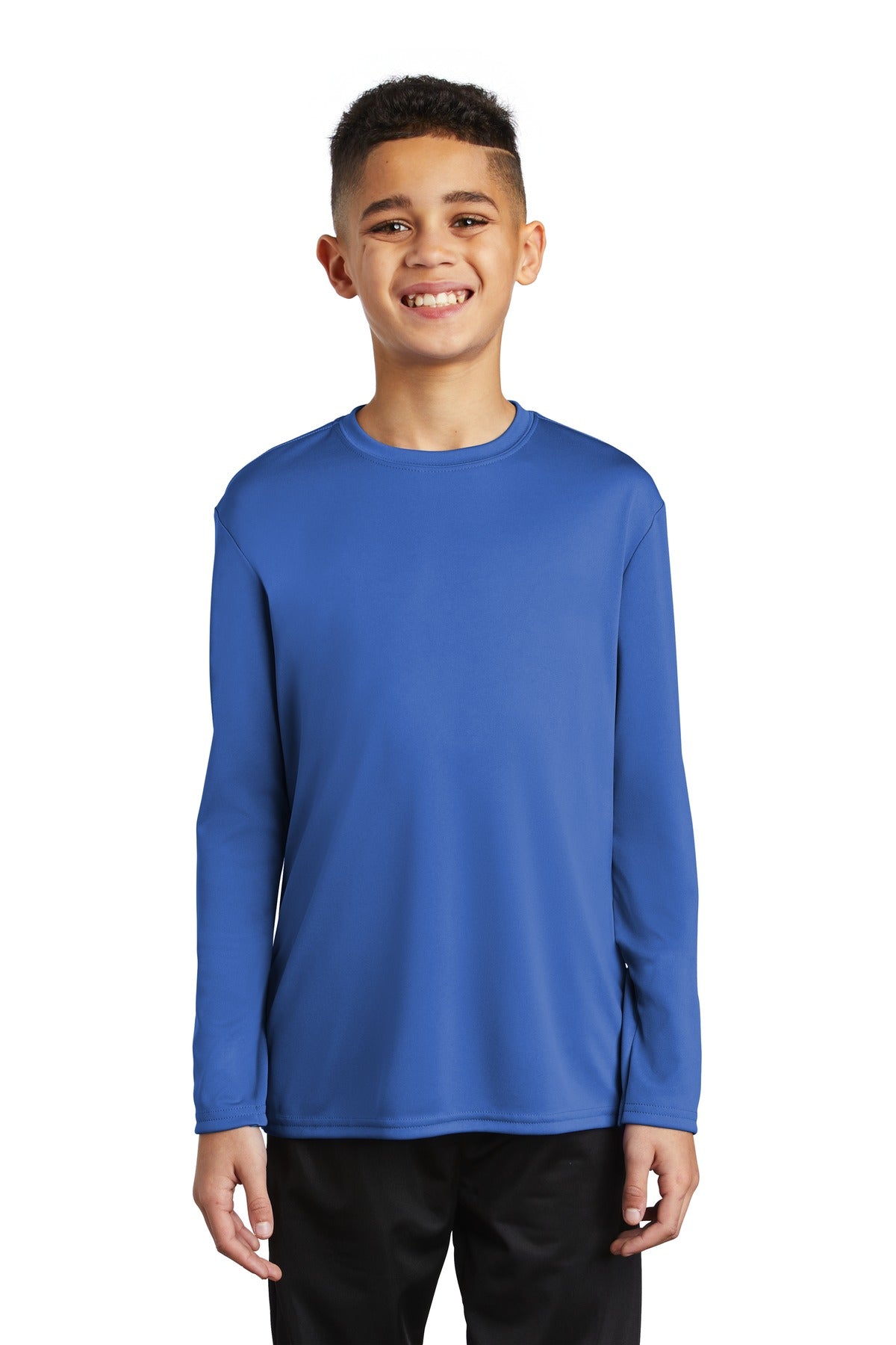 Port & Co Youth Long Sleeve Performance Tee PC380YLS - Royal - front