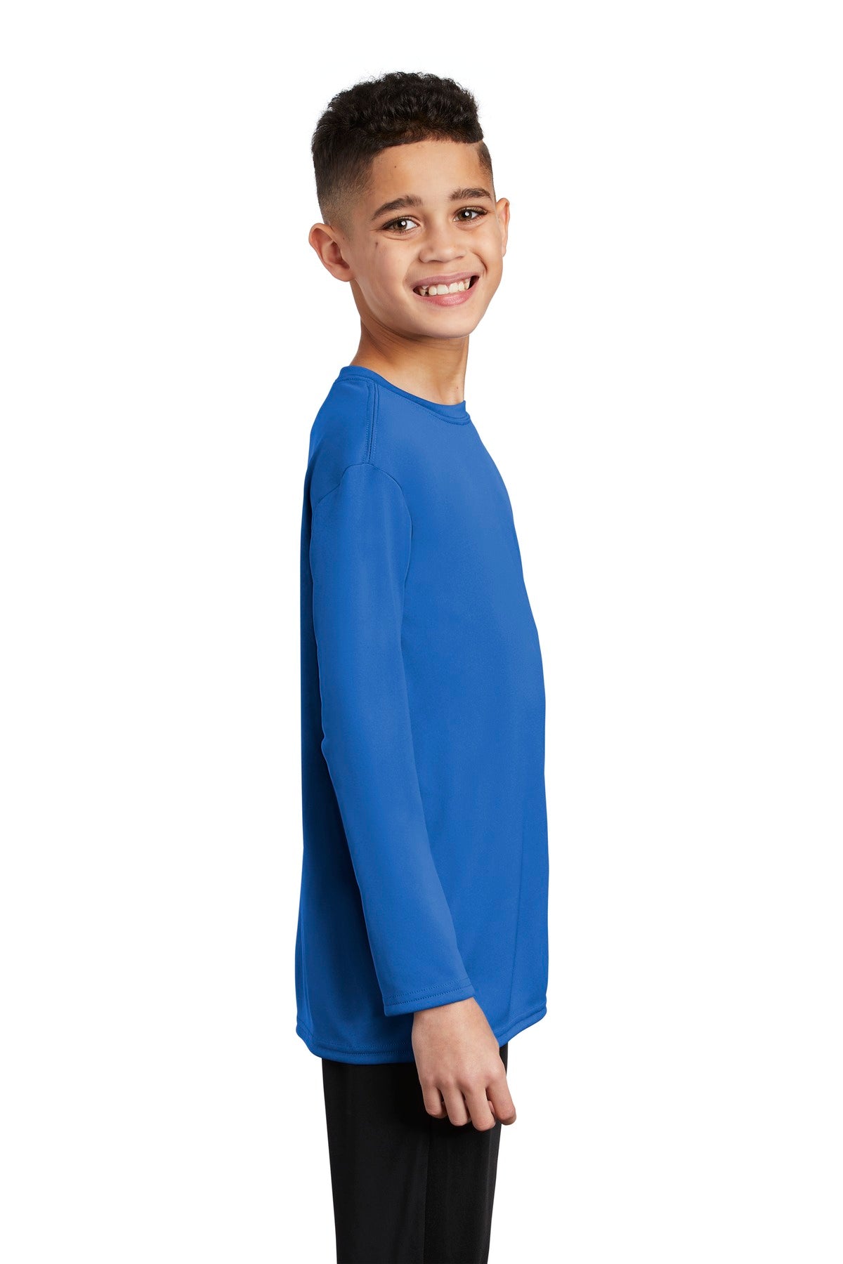 Port & Co Youth Long Sleeve Performance Tee PC380YLS - Royal - side