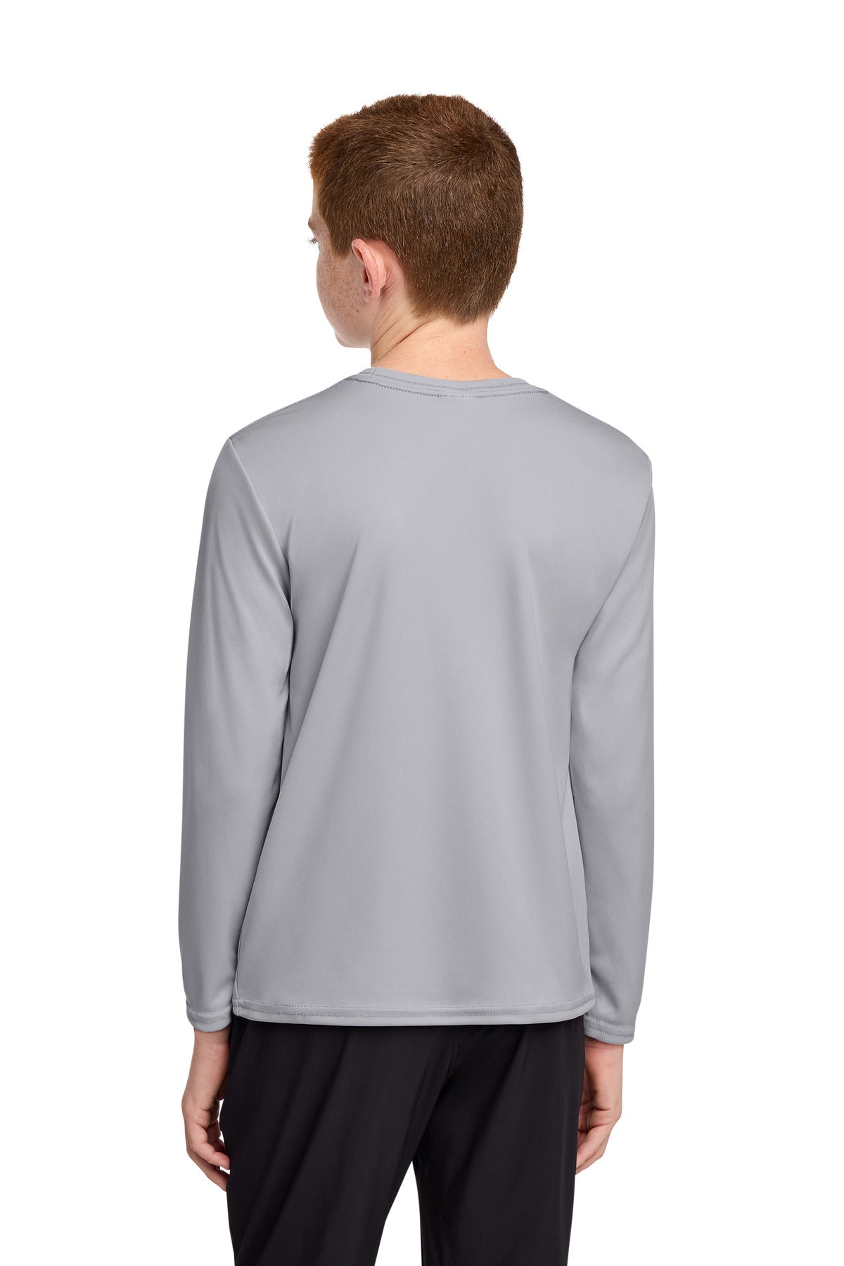 Port & Co Youth Long Sleeve Performance Tee PC380YLS - Silver - back