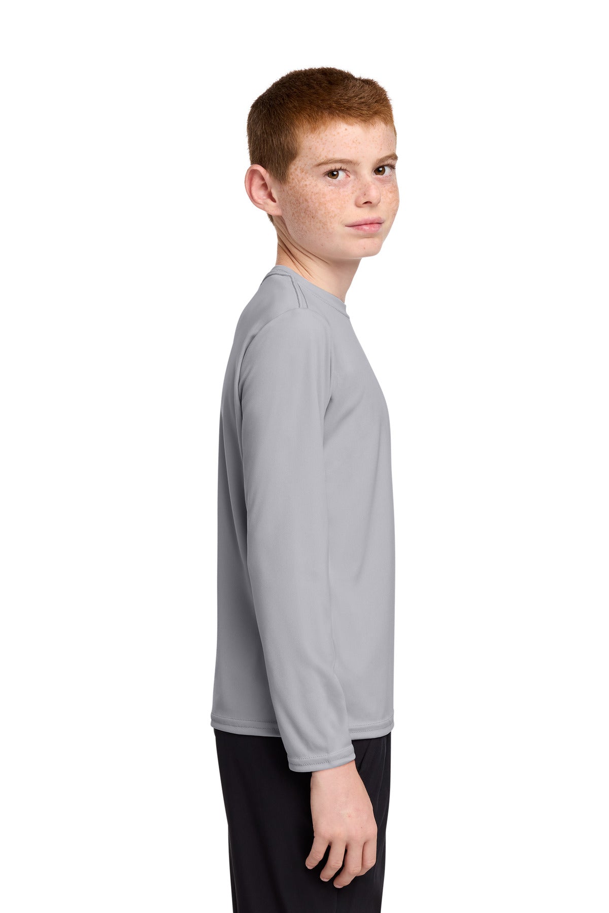 Port & Co Youth Long Sleeve Performance Tee PC380YLS - Silver - side