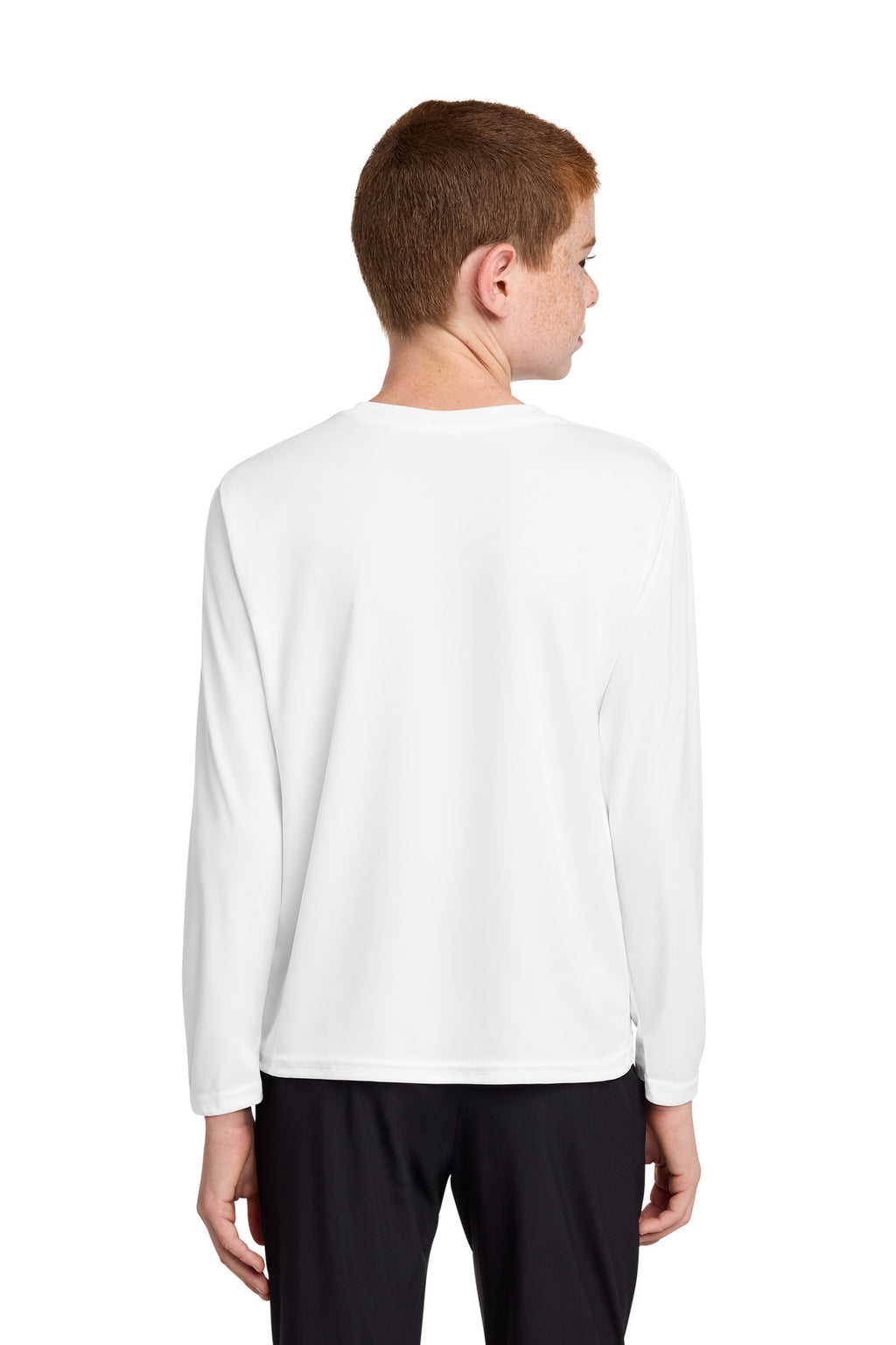 Port & Co Youth Long Sleeve Performance Tee PC380YLS - White - back