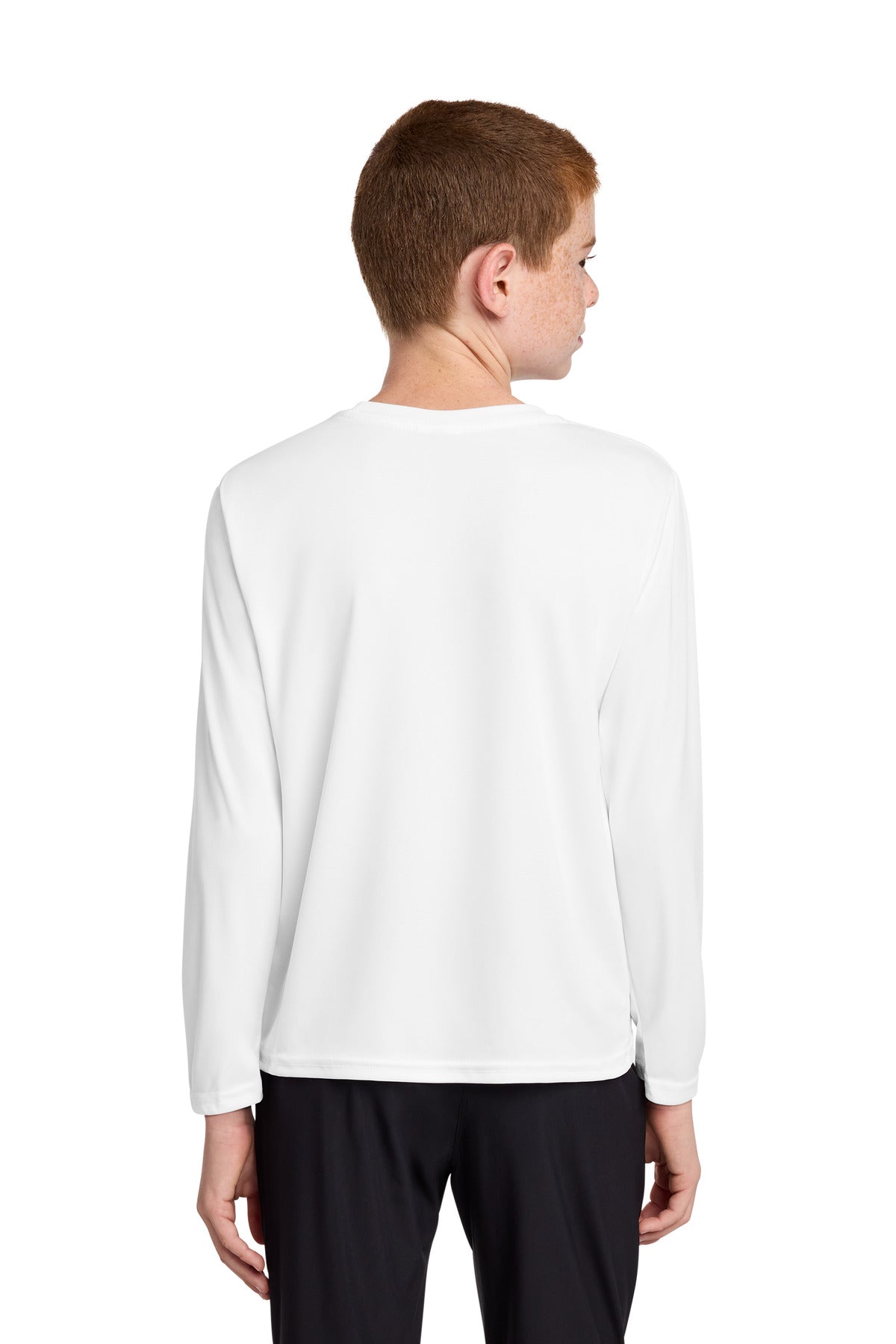 Port & Co Youth Long Sleeve Performance Tee PC380YLS - White - back