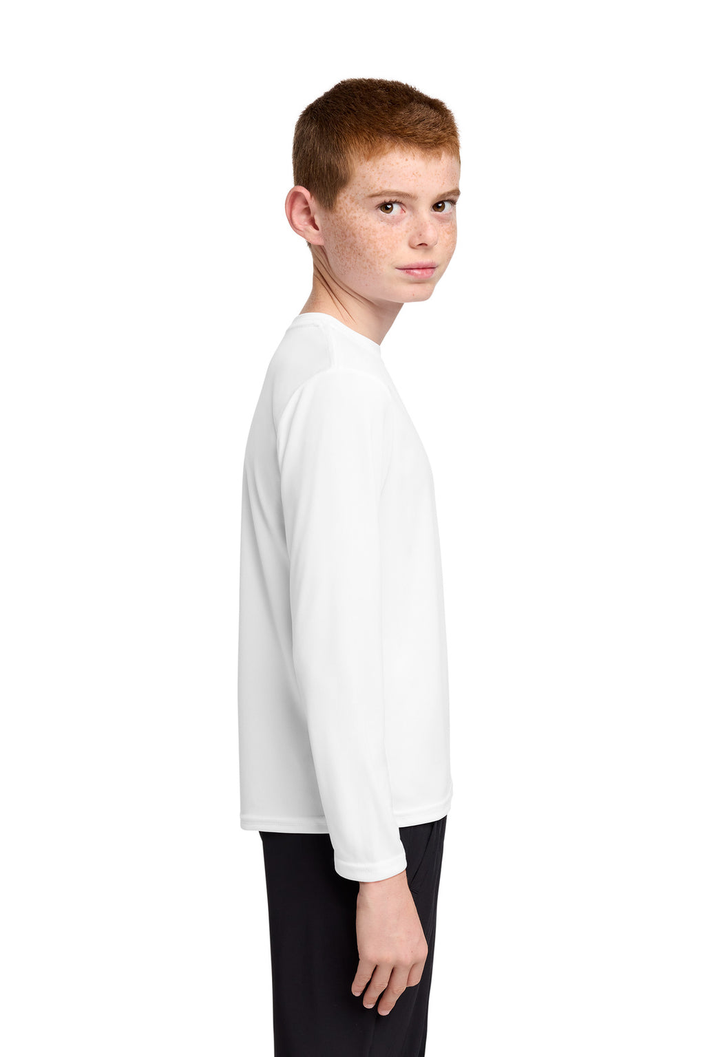 Port & Co Youth Long Sleeve Performance Tee PC380YLS - White - side