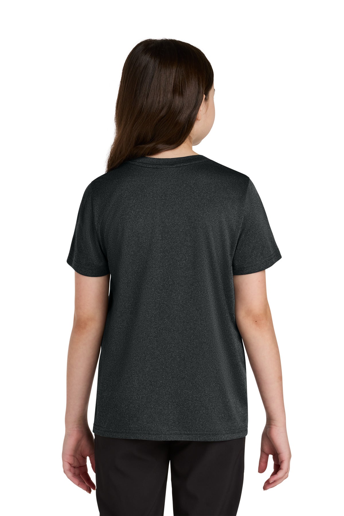 Port & Co Youth Heather Performance Tee PC390Y - Black Heather - back