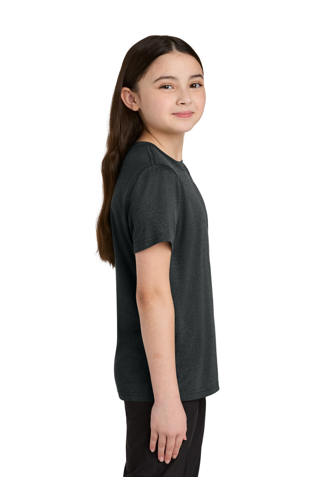 Port & Co Youth Heather Performance Tee PC390Y - Black Heather - side