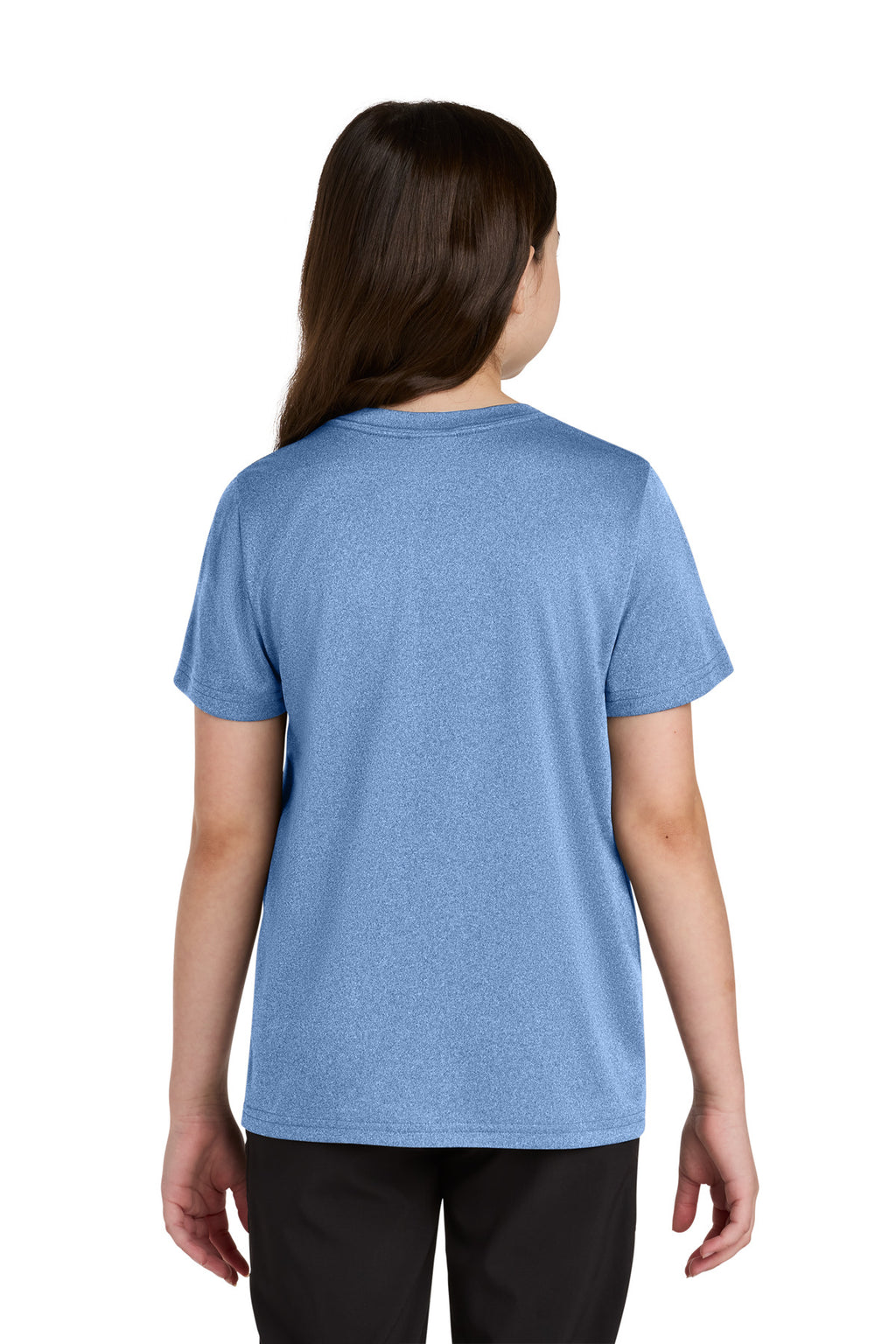 Port & Co Youth Heather Performance Tee PC390Y - Carolina Blue Heather - back