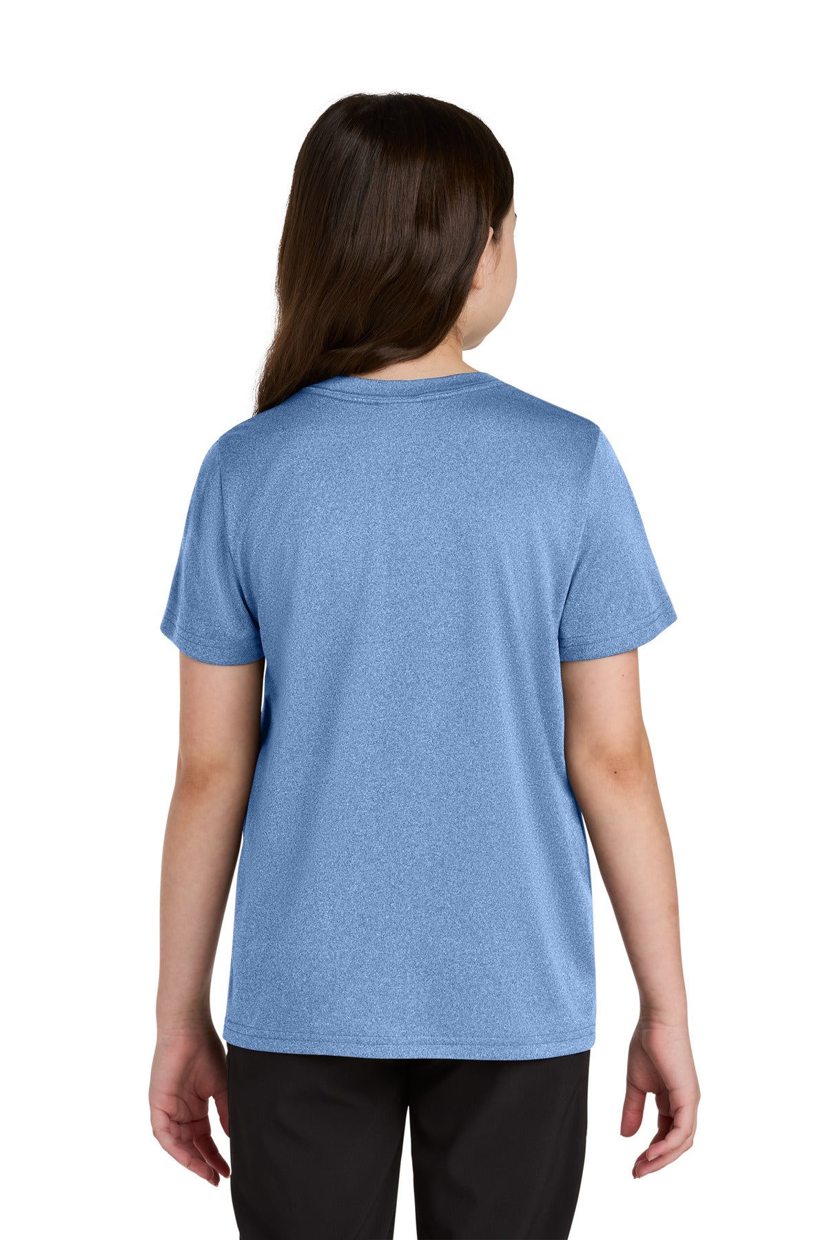 Port & Co Youth Heather Performance Tee PC390Y - Carolina Blue Heather - back