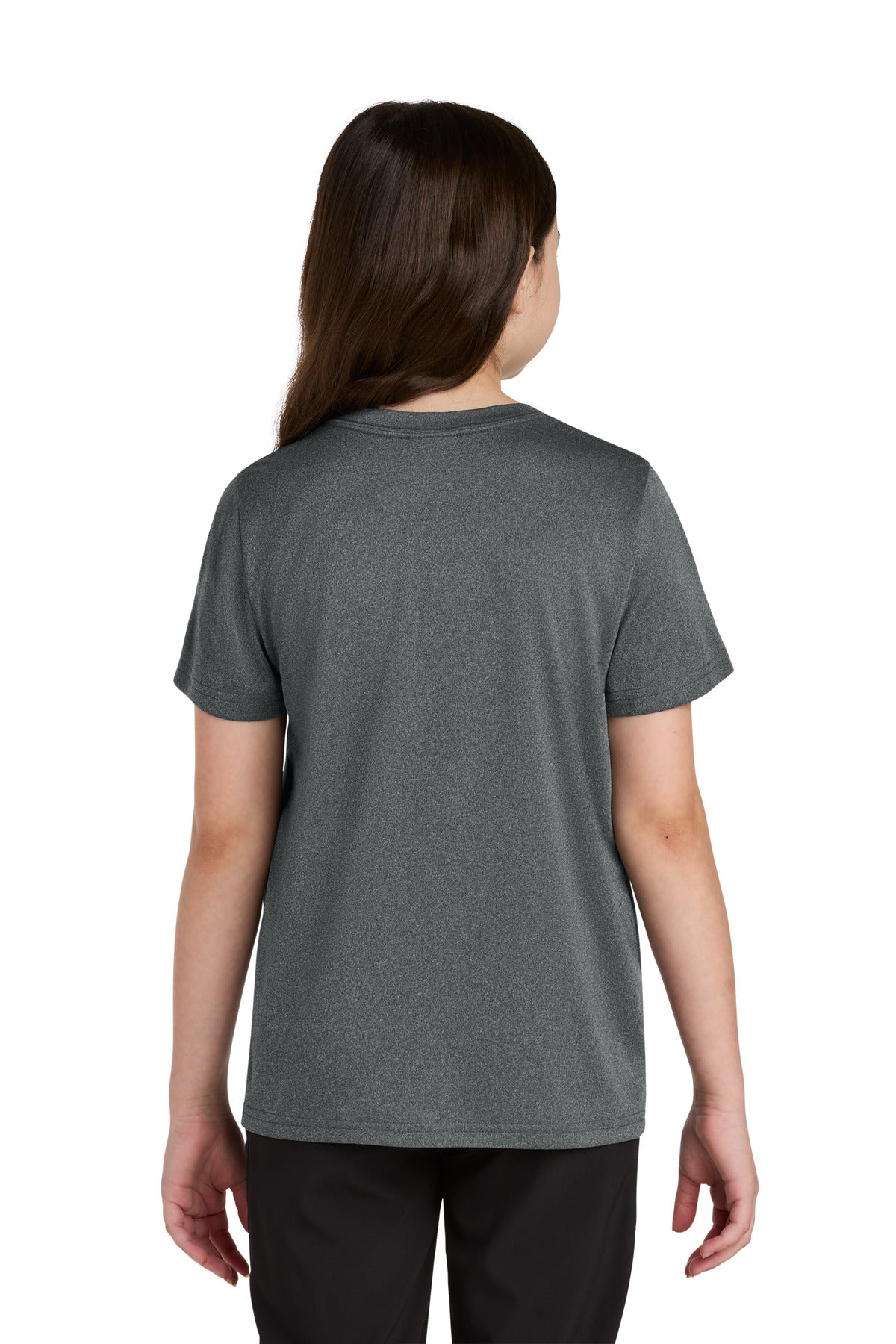Port & Co Youth Heather Performance Tee PC390Y - Metal Grey Heather - back