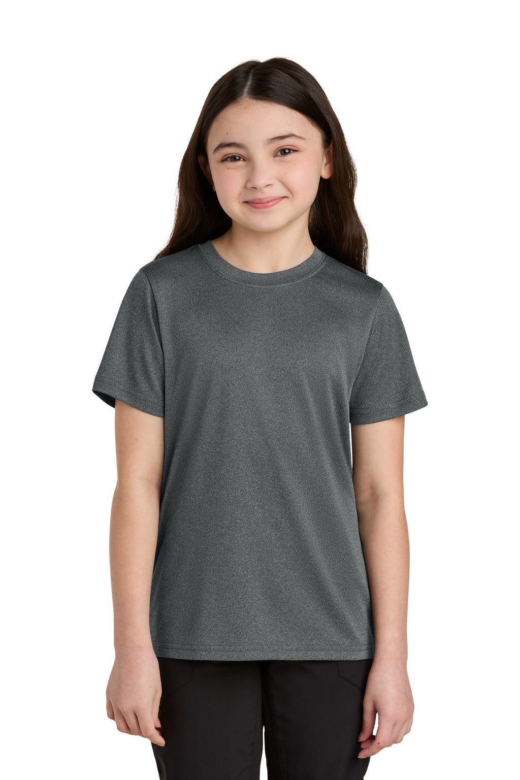 Port & Co Youth Heather Performance Tee PC390Y - Metal Grey Heather - front