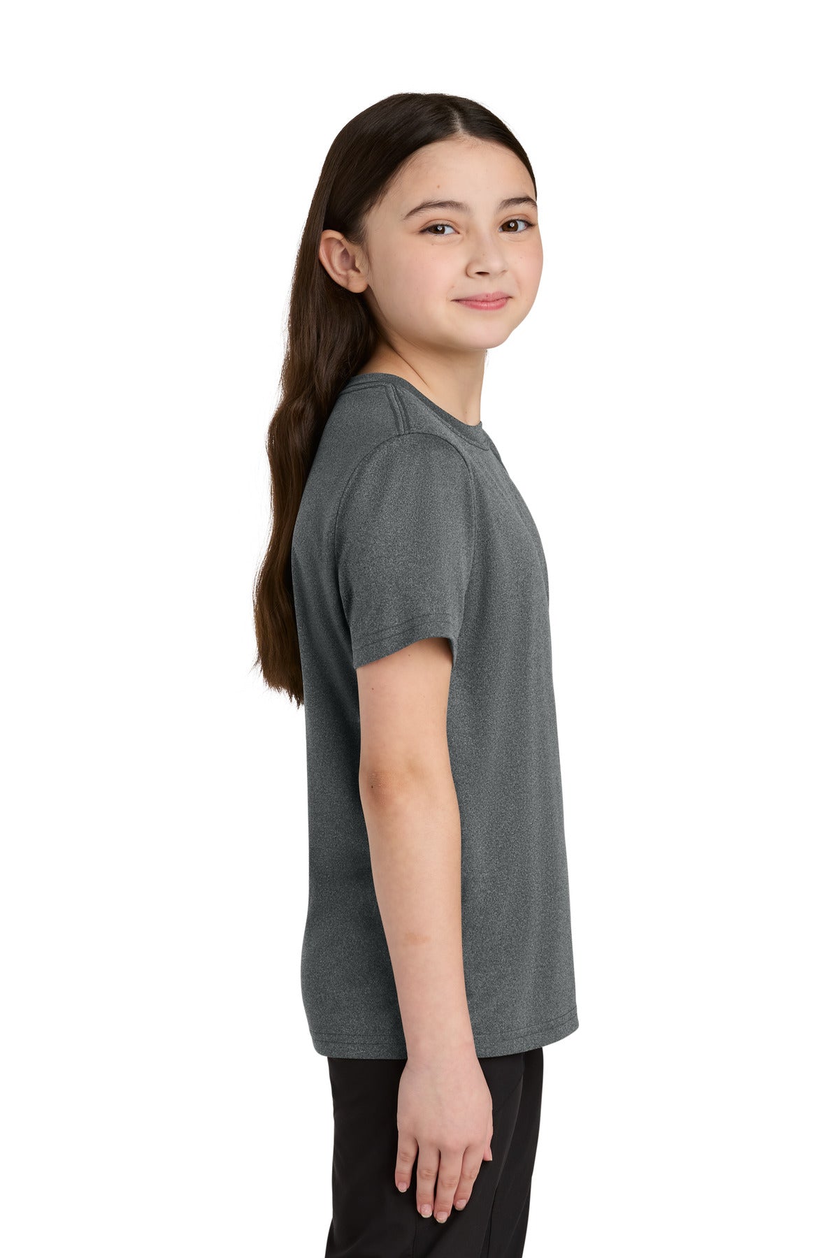 Port & Co Youth Heather Performance Tee PC390Y - Metal Grey Heather - side