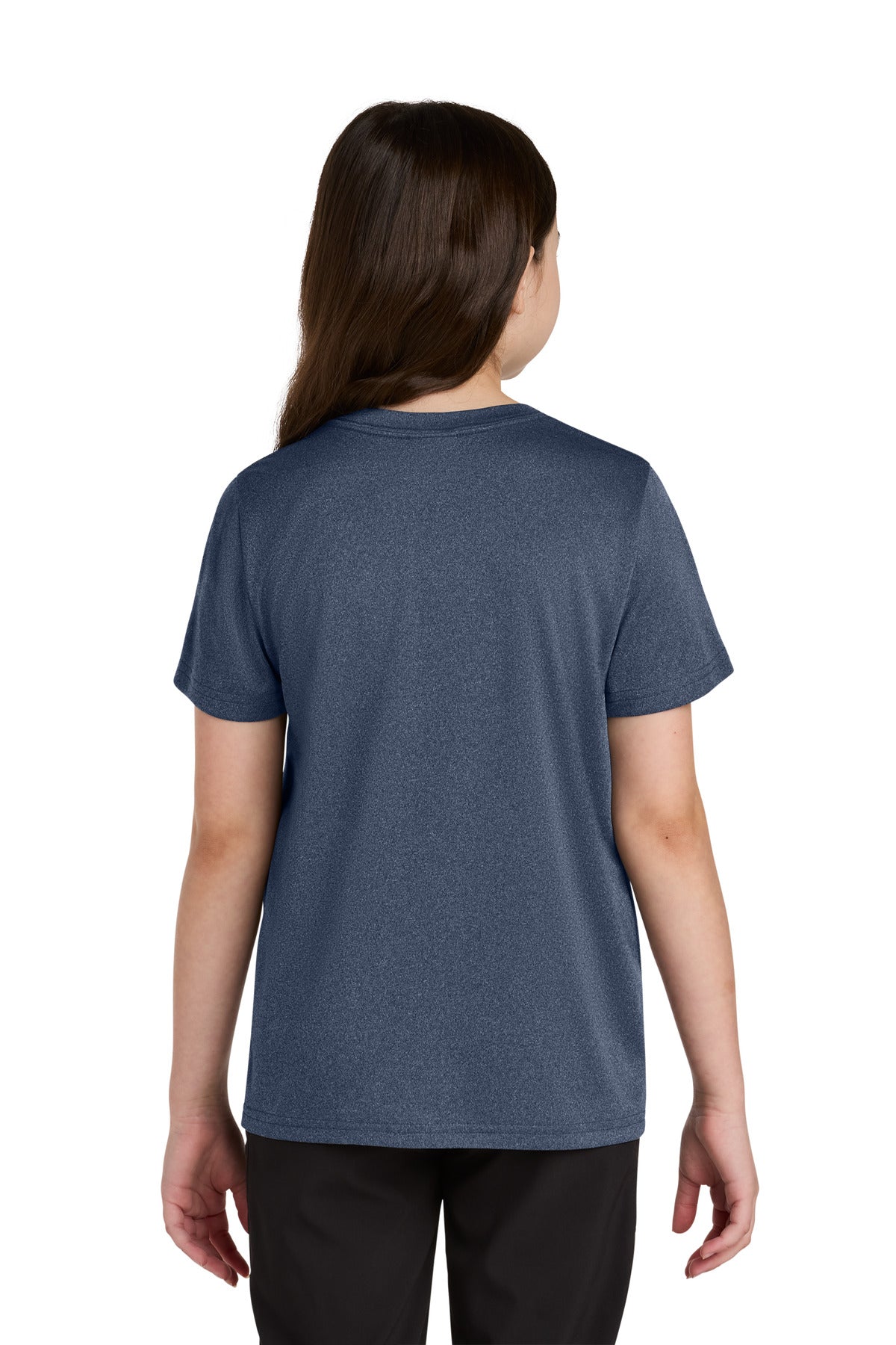Port & Co Youth Heather Performance Tee PC390Y - True Navy Heather - back