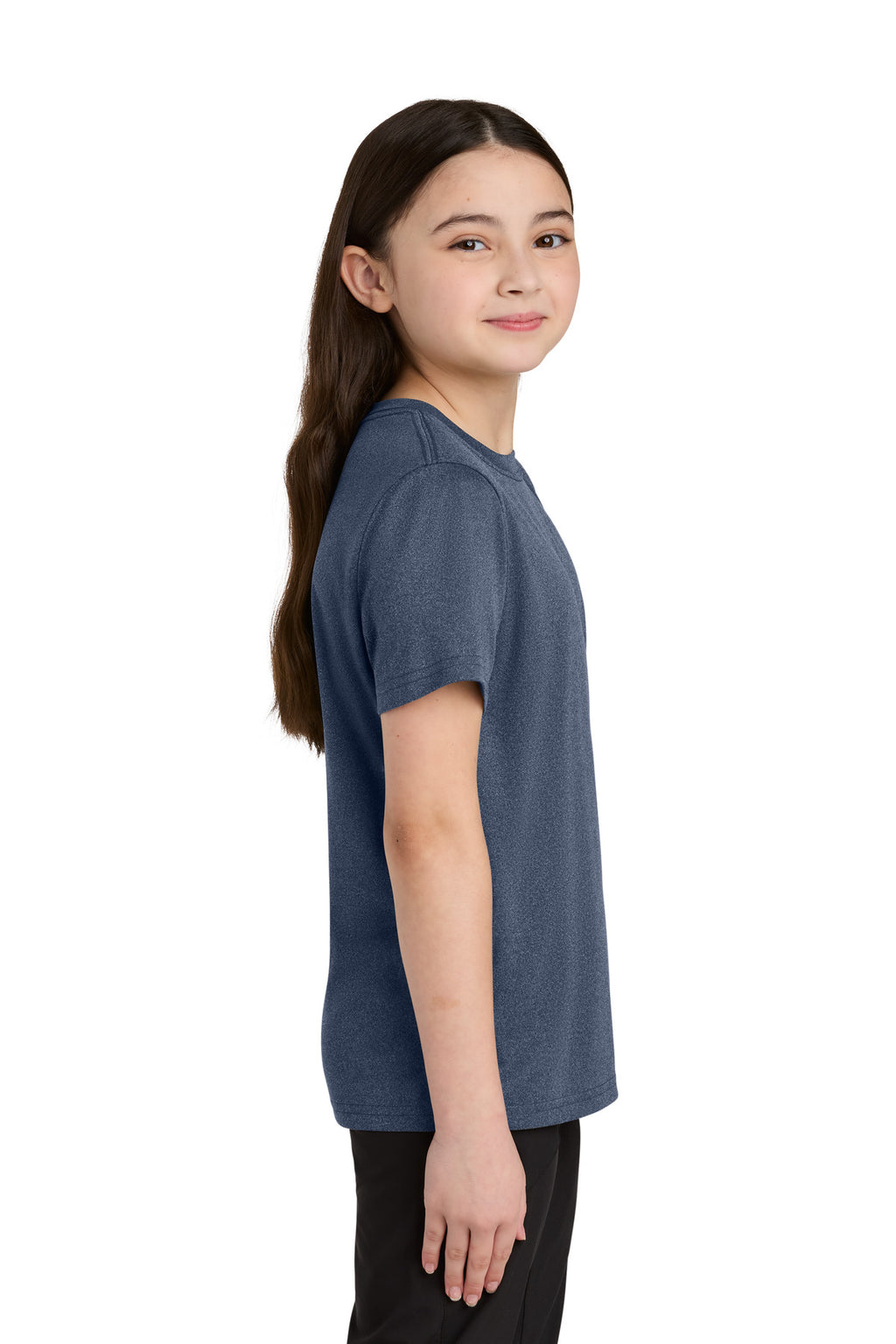 Port & Co Youth Heather Performance Tee PC390Y - True Navy Heather - side