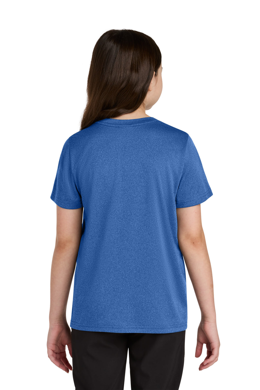 Port & Co Youth Heather Performance Tee PC390Y - True Royal Heather - back