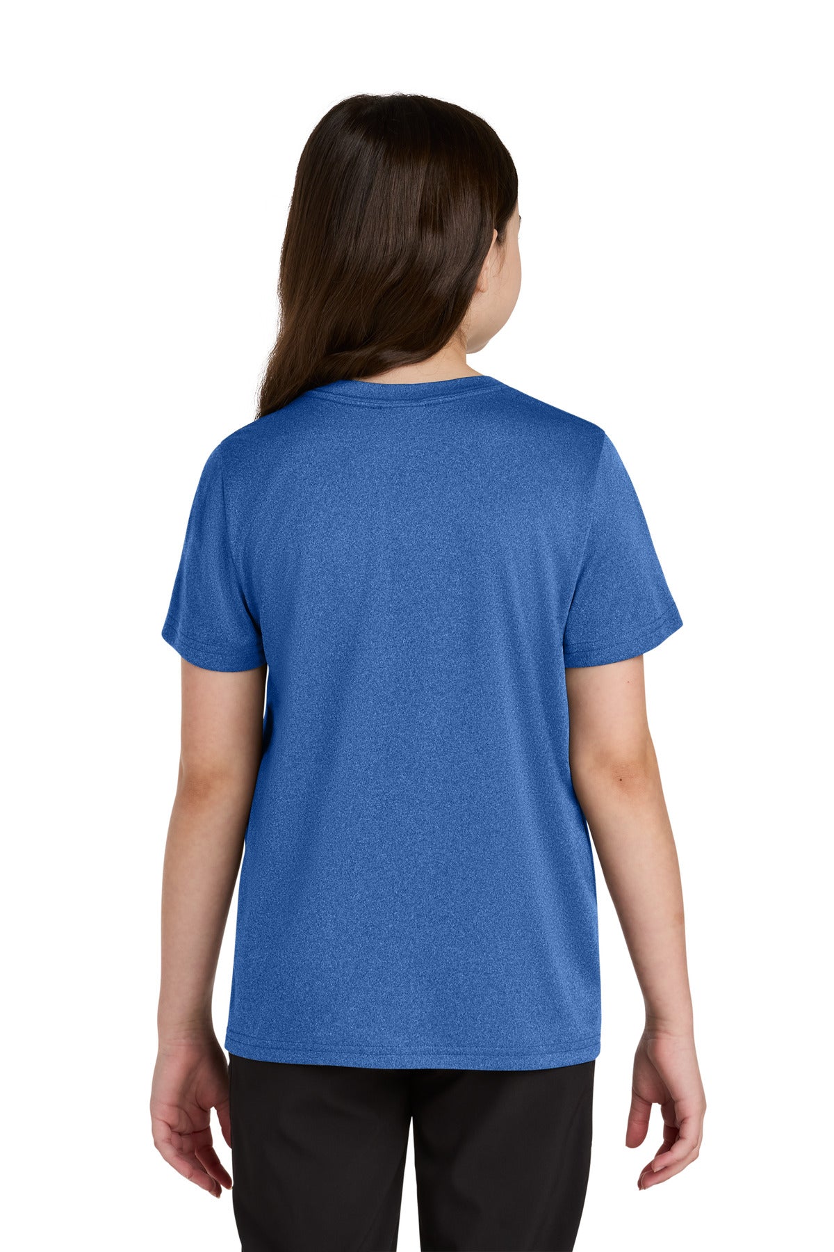 Port & Co Youth Heather Performance Tee PC390Y - True Royal Heather - back
