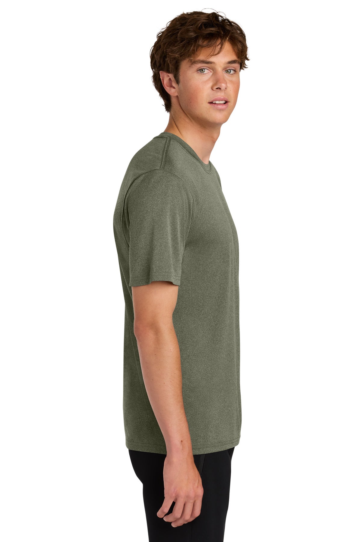 Port & Co Heather Performance Tee PC390 - Olive Drab Green Heather - side
