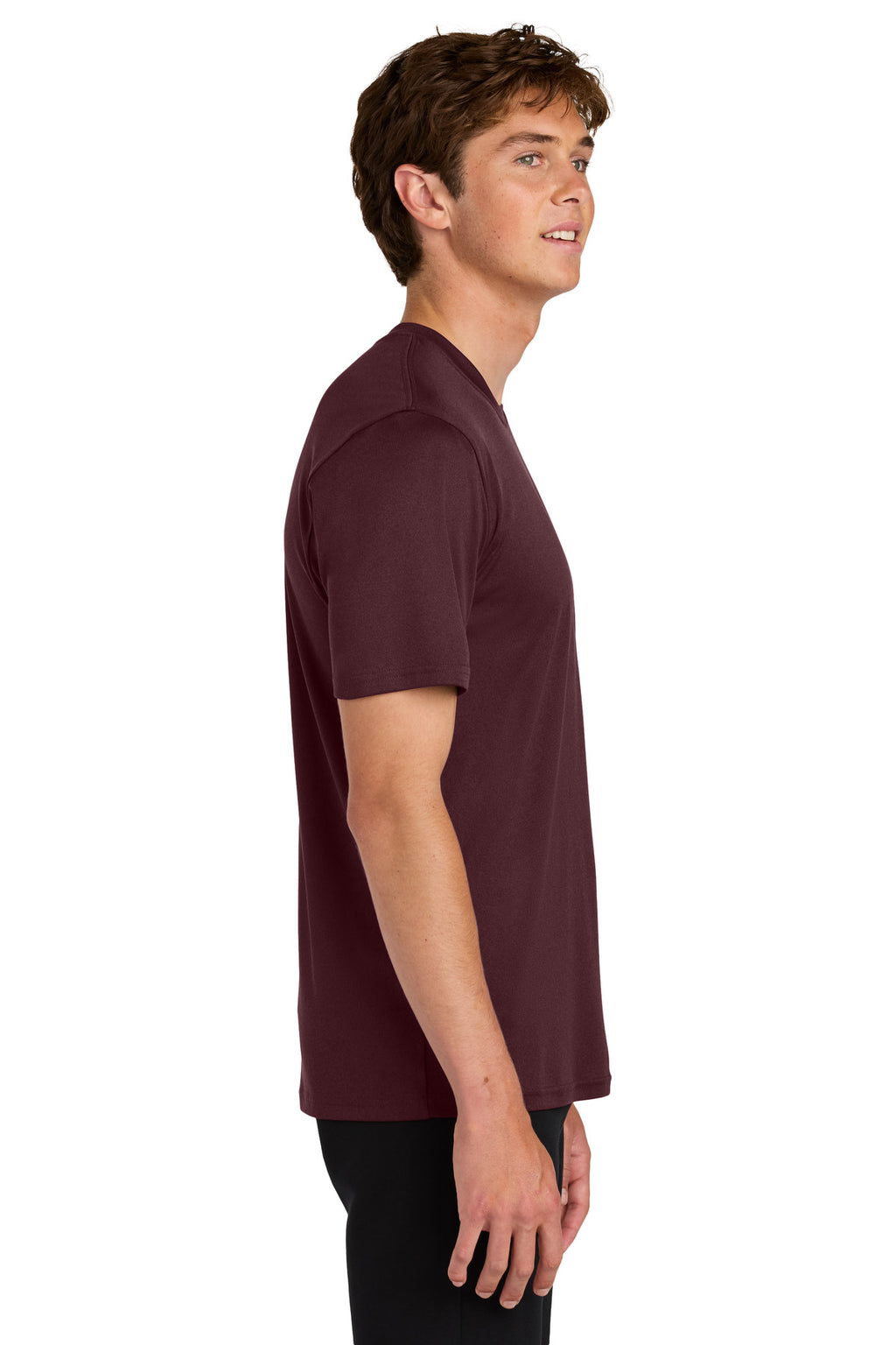 Port & Co Heather Performance Tee PC390 - Vintage Athletic Maroon - side