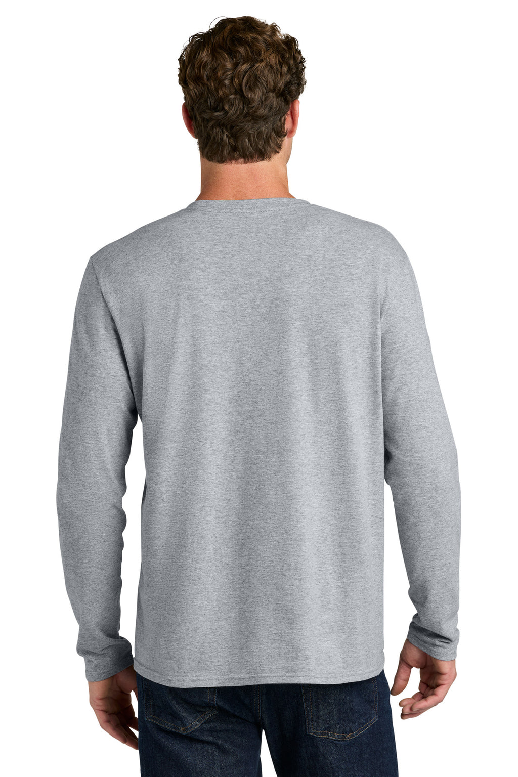 Port & Co Easy Cotton Long Sleeve Tee PC43LS - Athletic Heather - back