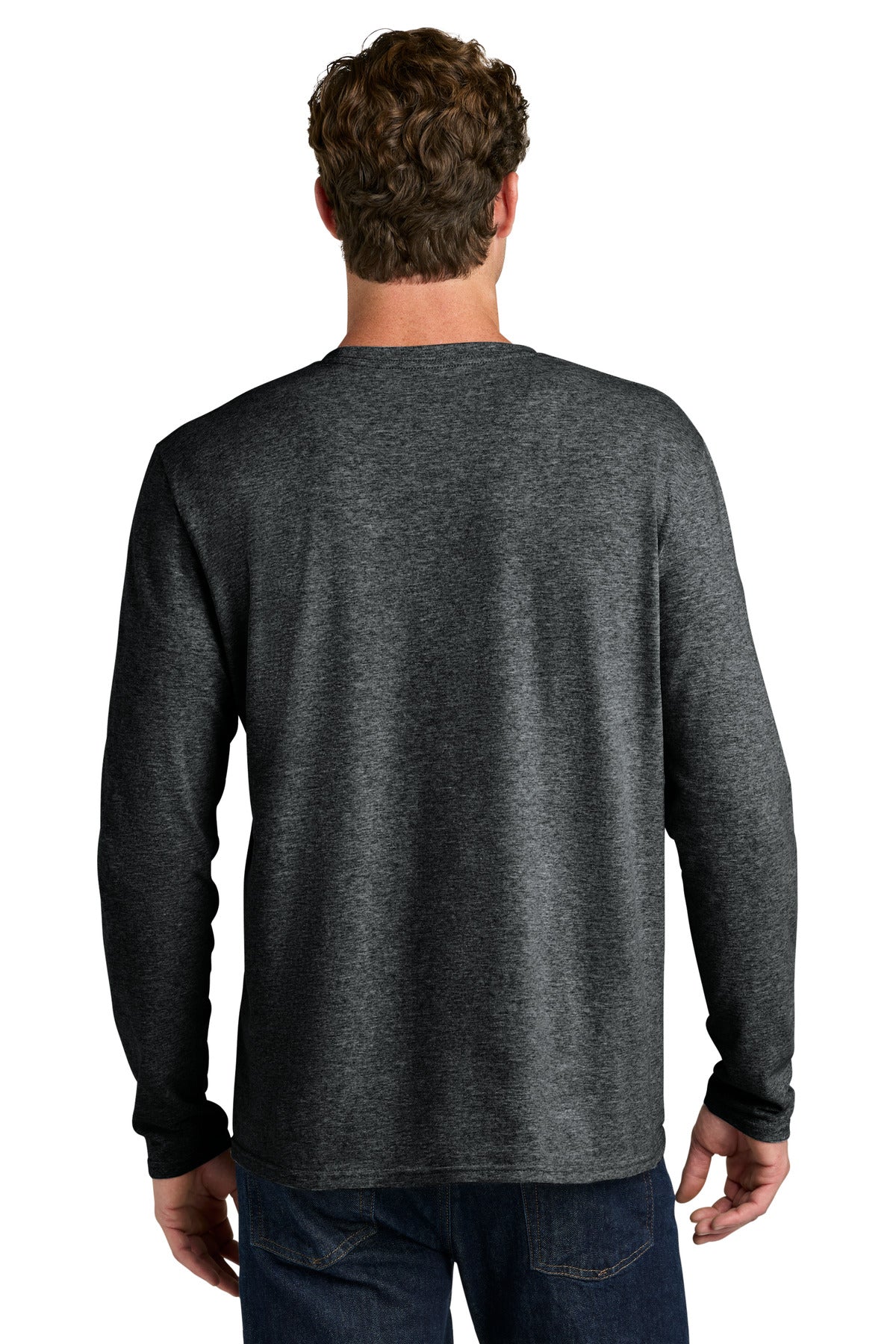 Port & Co Easy Cotton Long Sleeve Tee PC43LS - Black Heather - back
