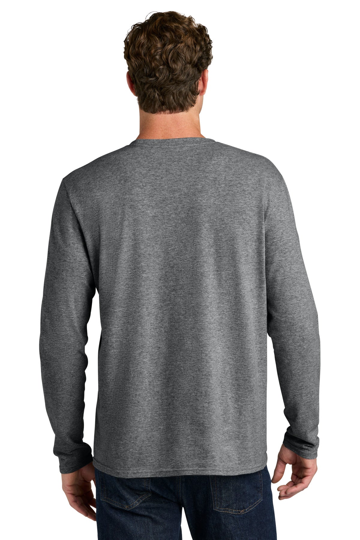 Port & Co Easy Cotton Long Sleeve Tee PC43LS - Graphite Heather - back