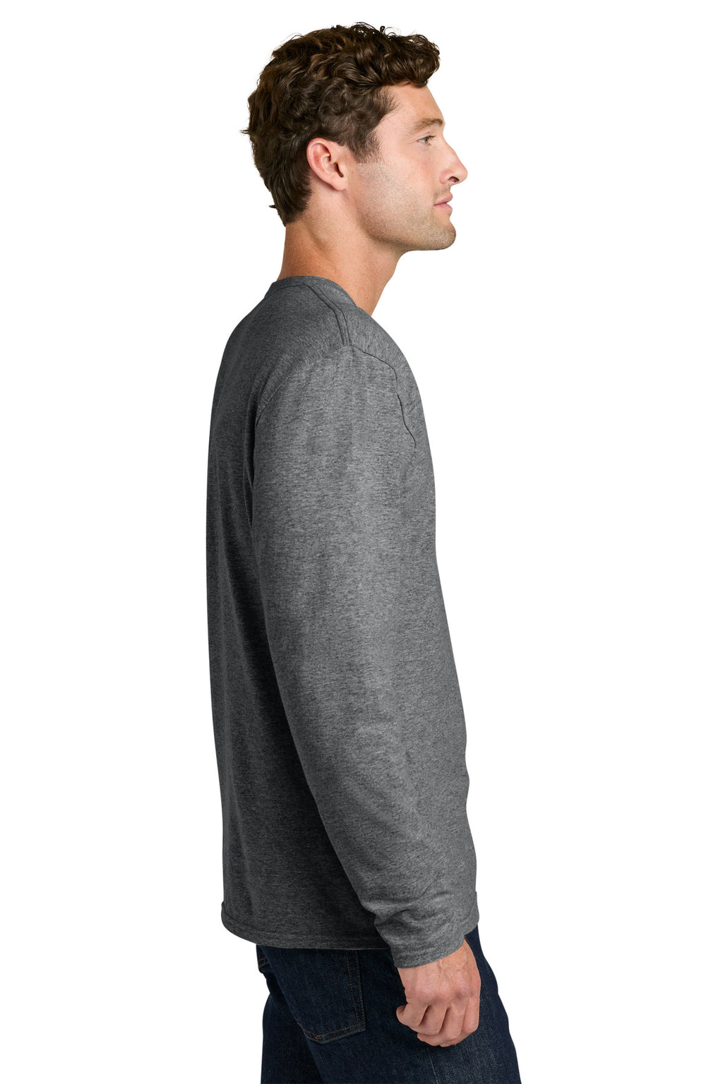 Port & Co Easy Cotton Long Sleeve Tee PC43LS - Graphite Heather - side