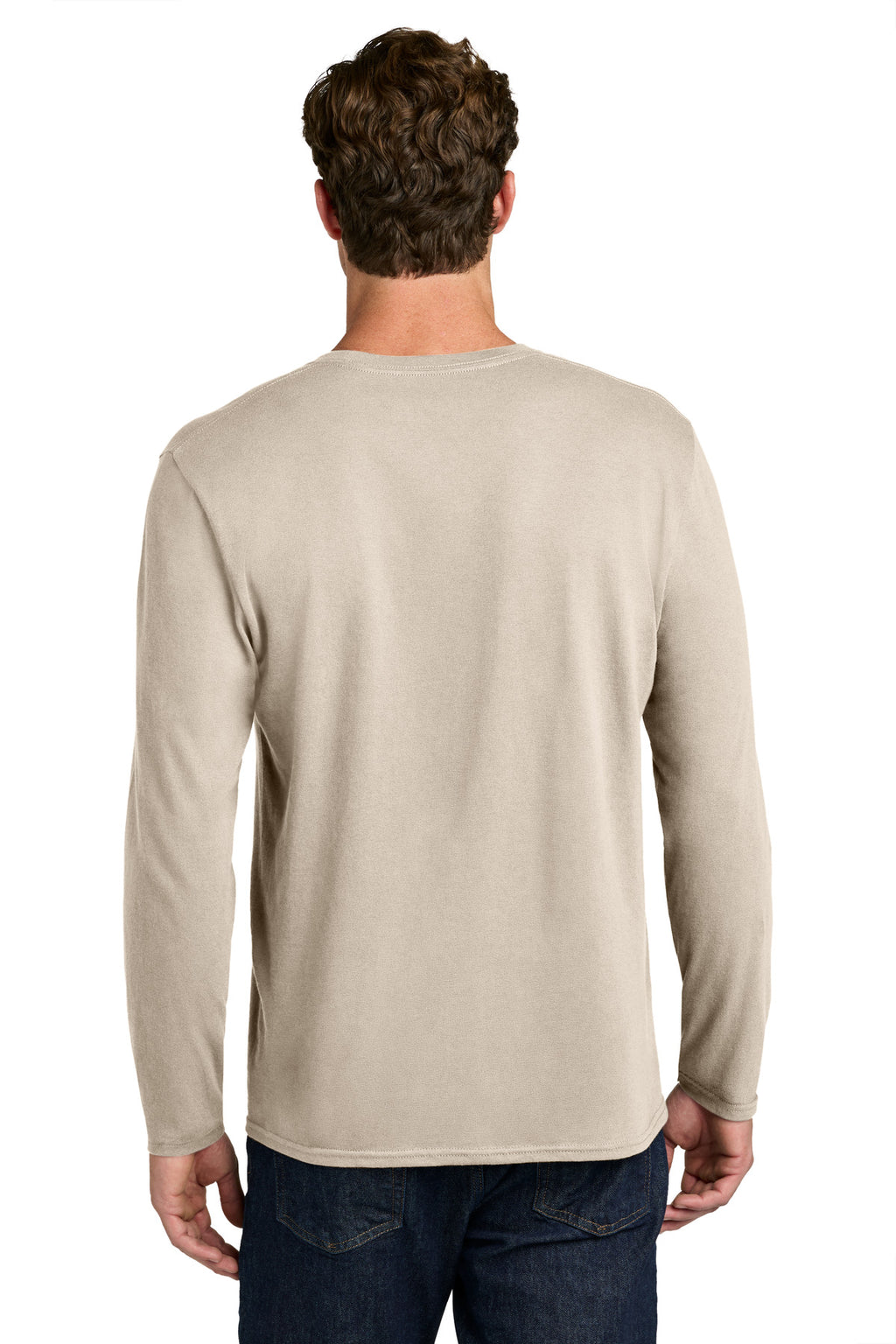 Port & Co Easy Cotton Long Sleeve Tee PC43LS - Light Sand - back