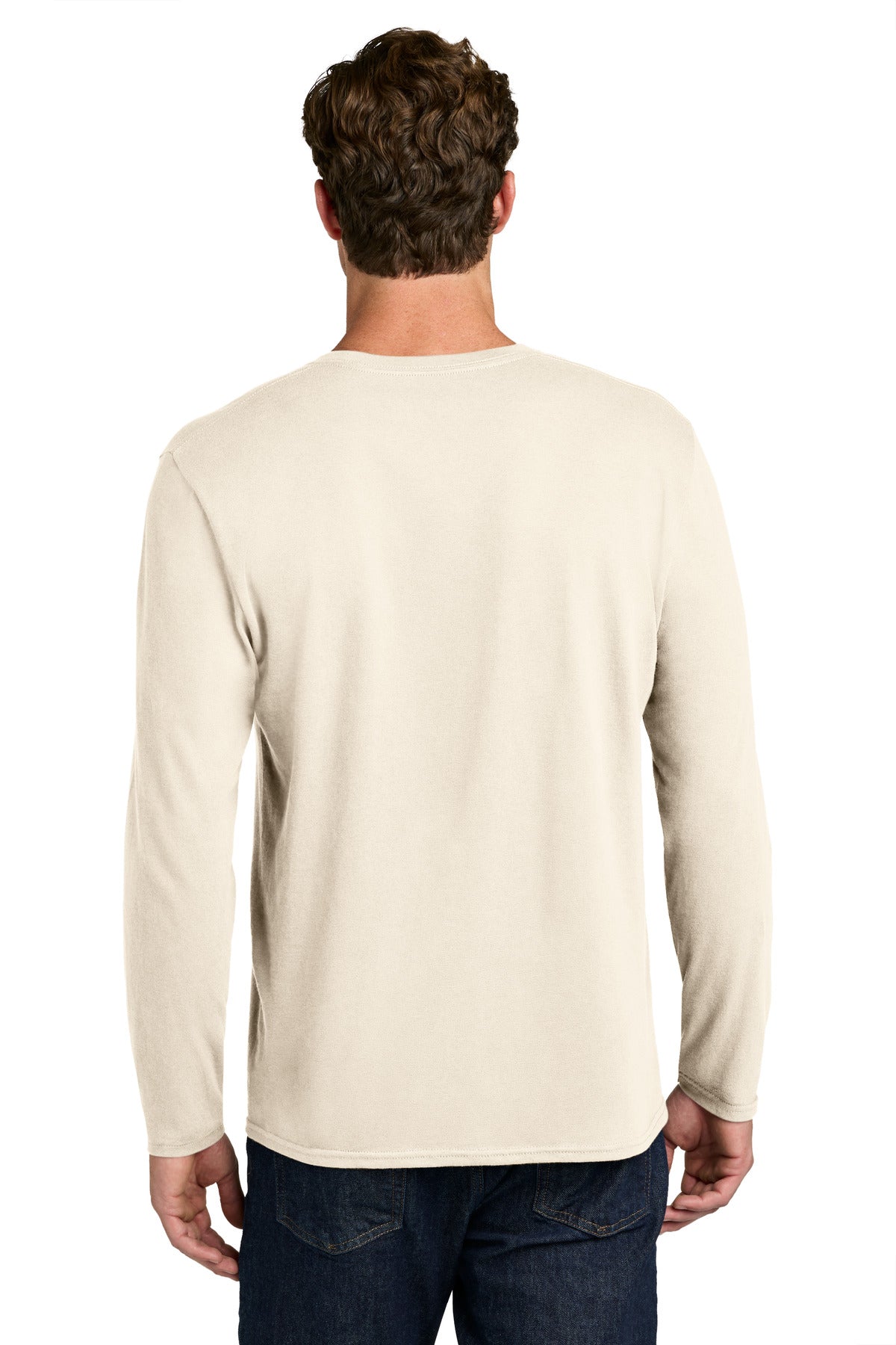 Port & Co Easy Cotton Long Sleeve Tee PC43LS - Natural - back