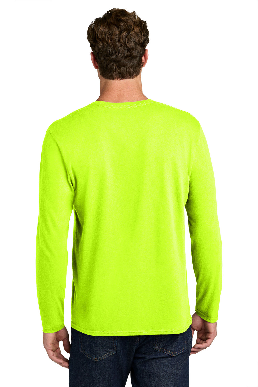 Port & Co Easy Cotton Long Sleeve Tee PC43LS - S. Green - back