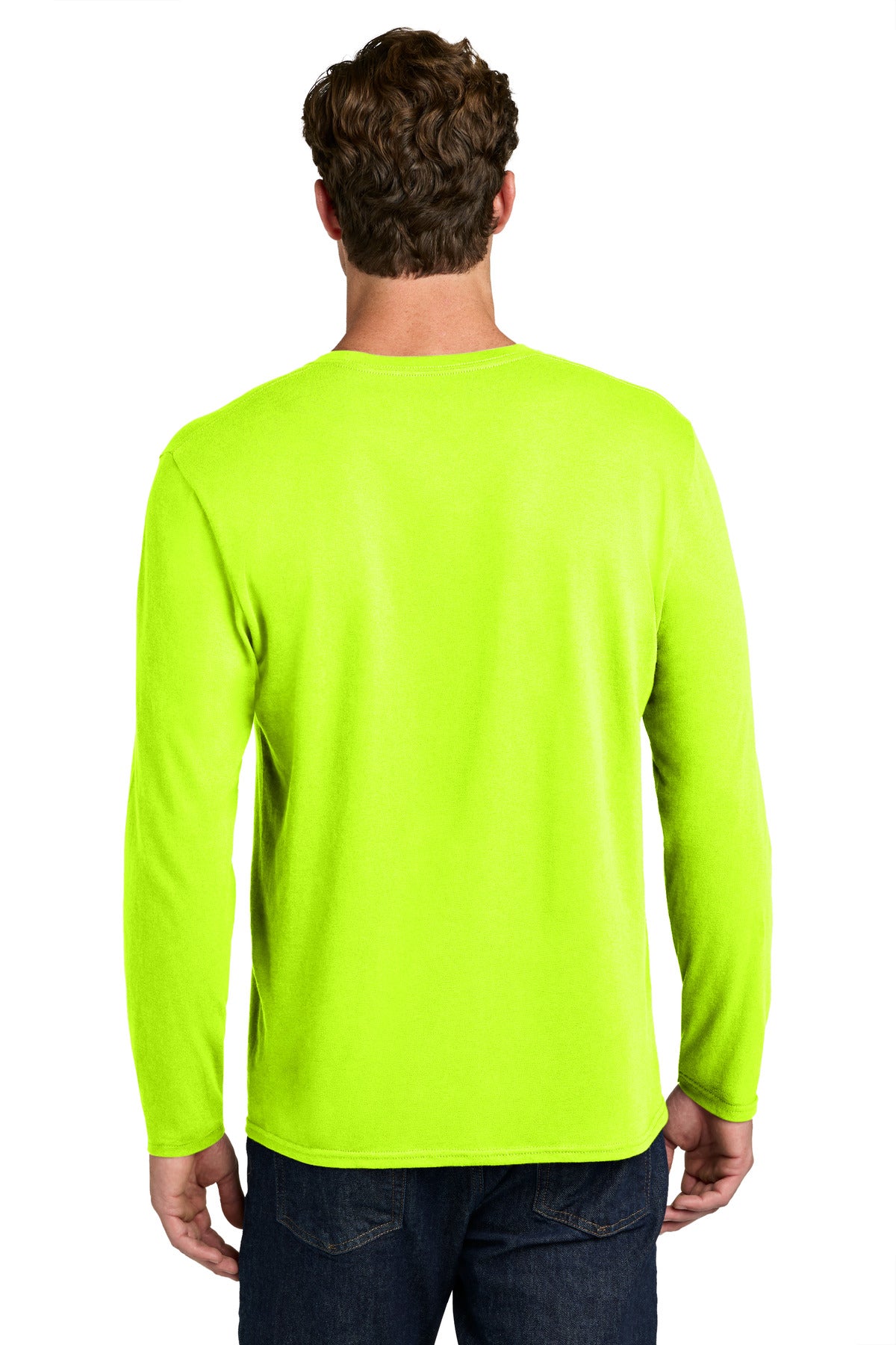 Port & Co Easy Cotton Long Sleeve Tee PC43LS - S. Green - back