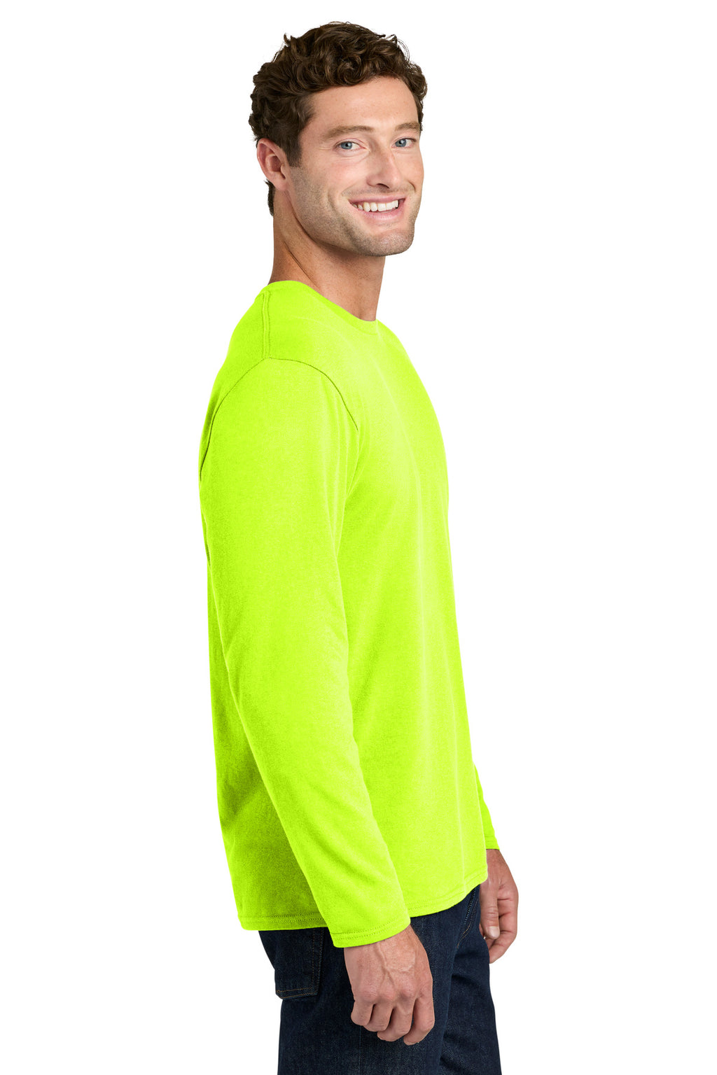 Port & Co Easy Cotton Long Sleeve Tee PC43LS - S. Green - side