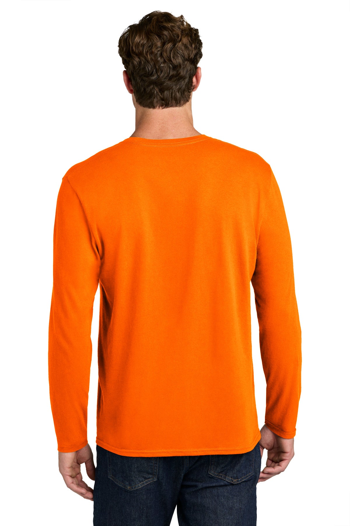 Port & Co Easy Cotton Long Sleeve Tee PC43LS - S. Orange - back