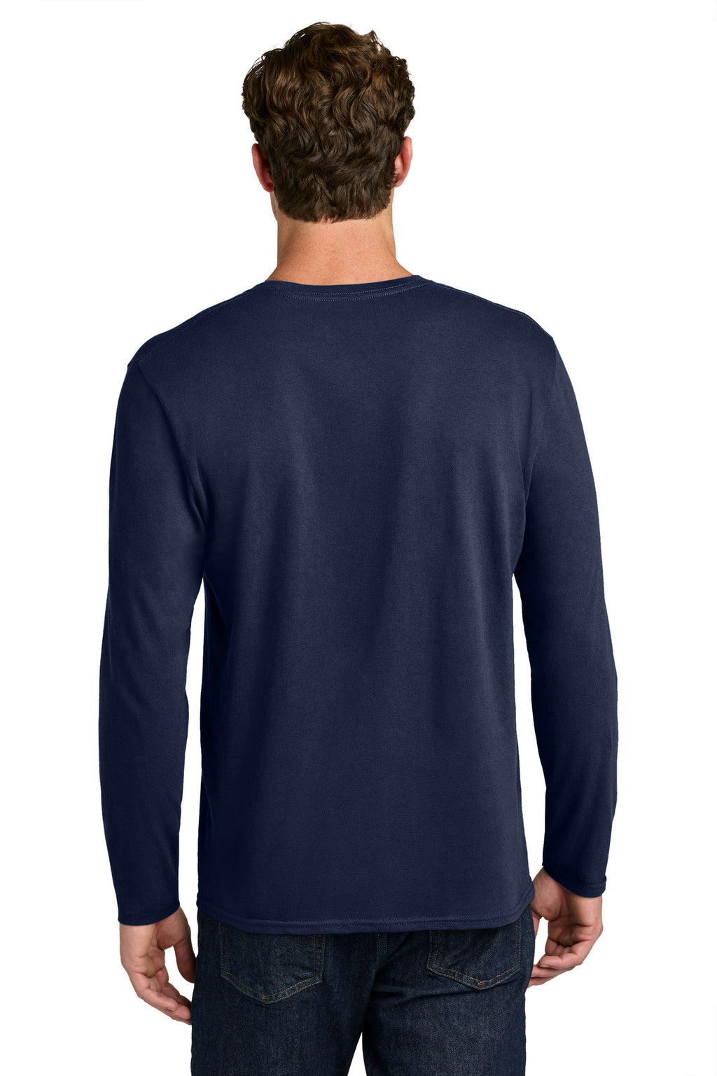 Port & Co Easy Cotton Long Sleeve Tee PC43LS - True Navy - back