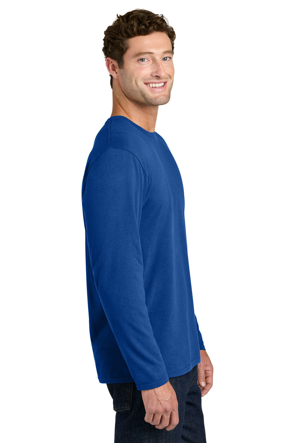 Port & Co Easy Cotton Long Sleeve Tee PC43LS - True Royal - side