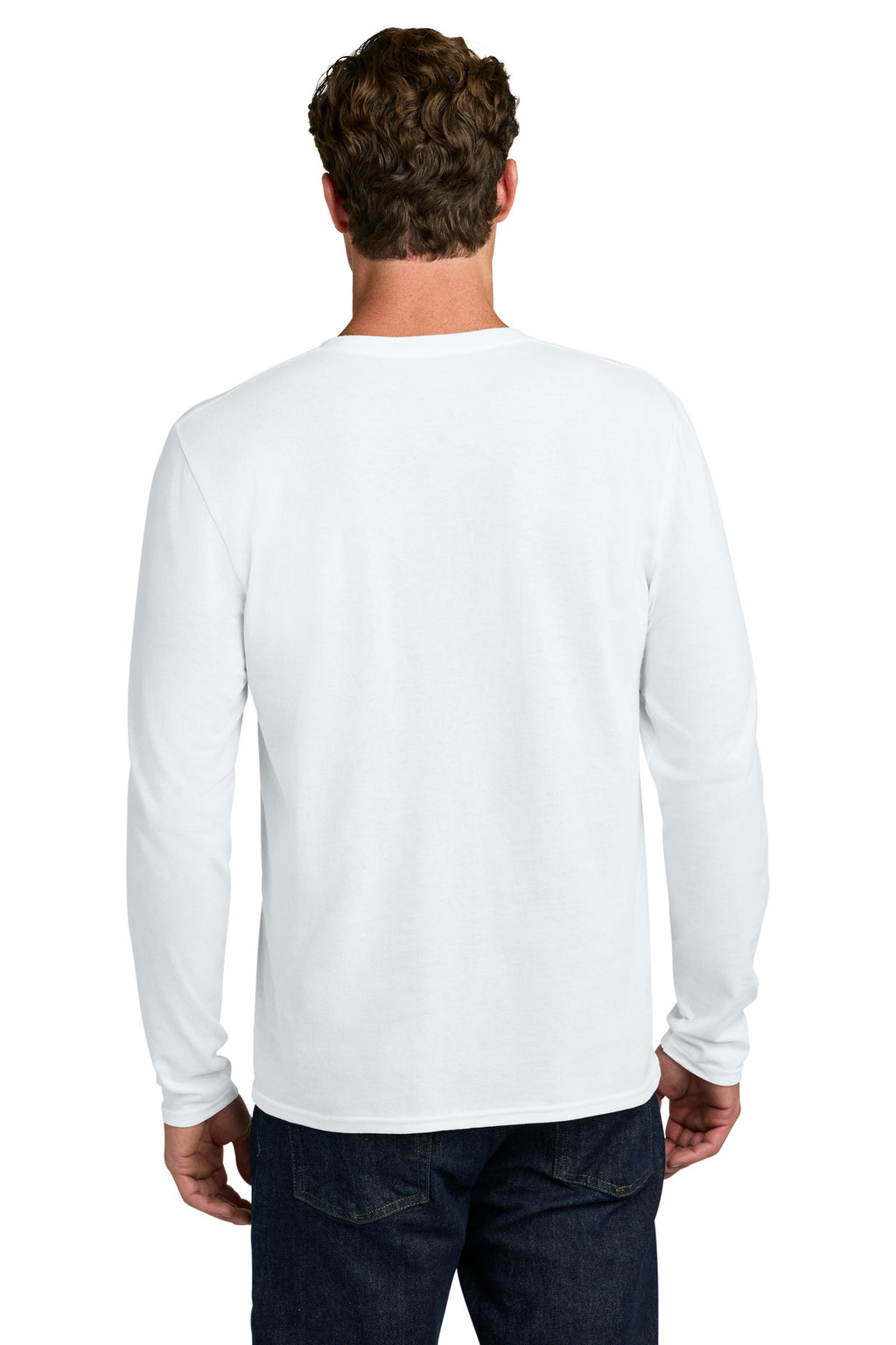 Port & Co Easy Cotton Long Sleeve Tee PC43LS - White - back