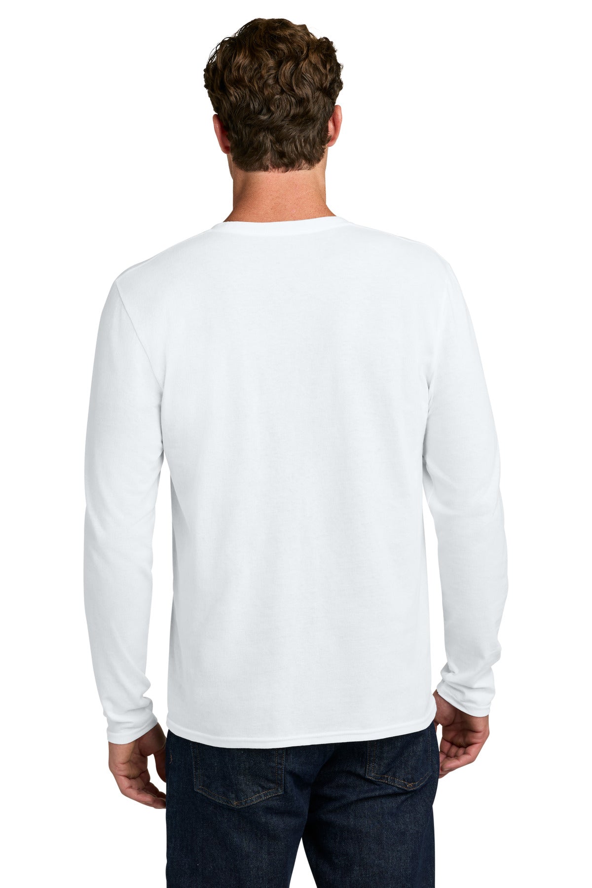 Port & Co Easy Cotton Long Sleeve Tee PC43LS - White - back