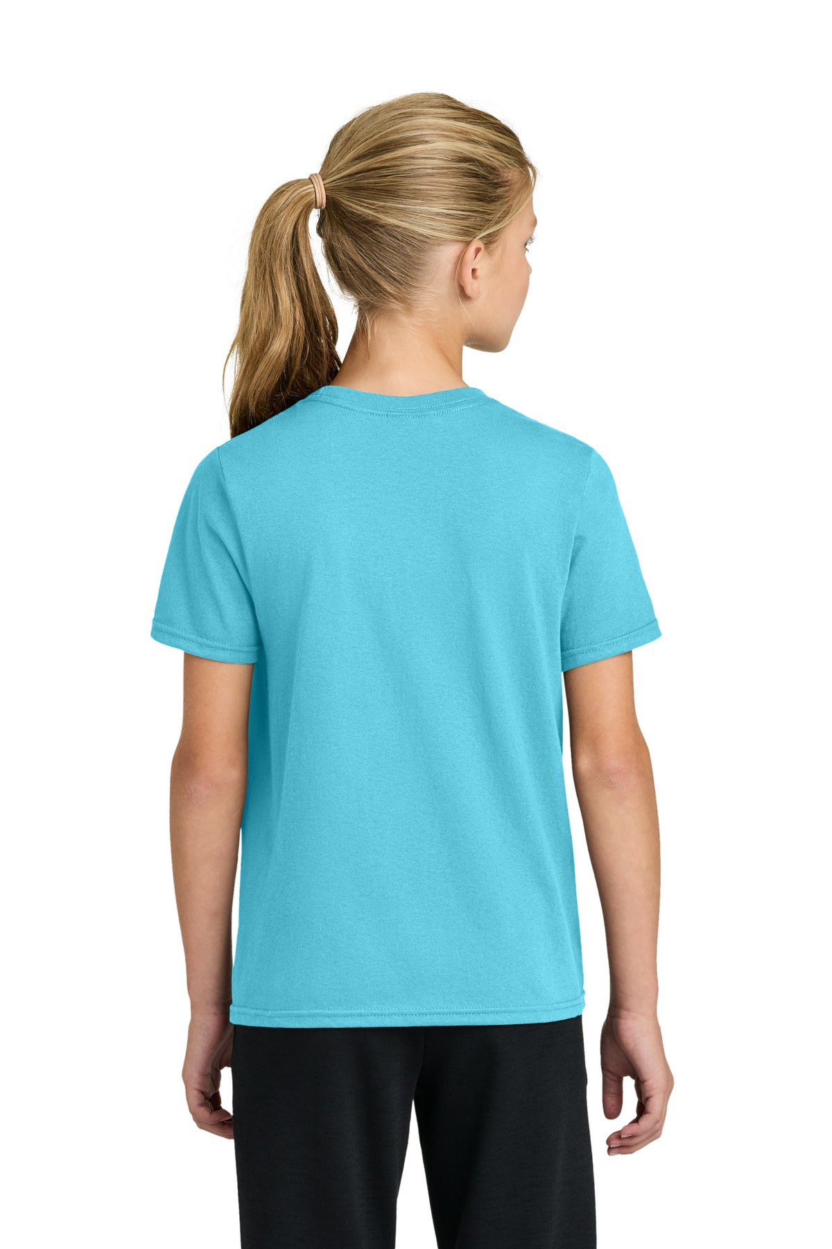 Port & Co Youth Easy Cotton Tee PC43Y - Aquatic Blue - back