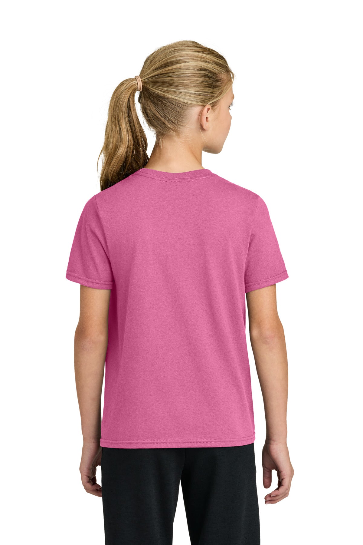 Port & Co Youth Easy Cotton Tee PC43Y - Awareness Pink - back