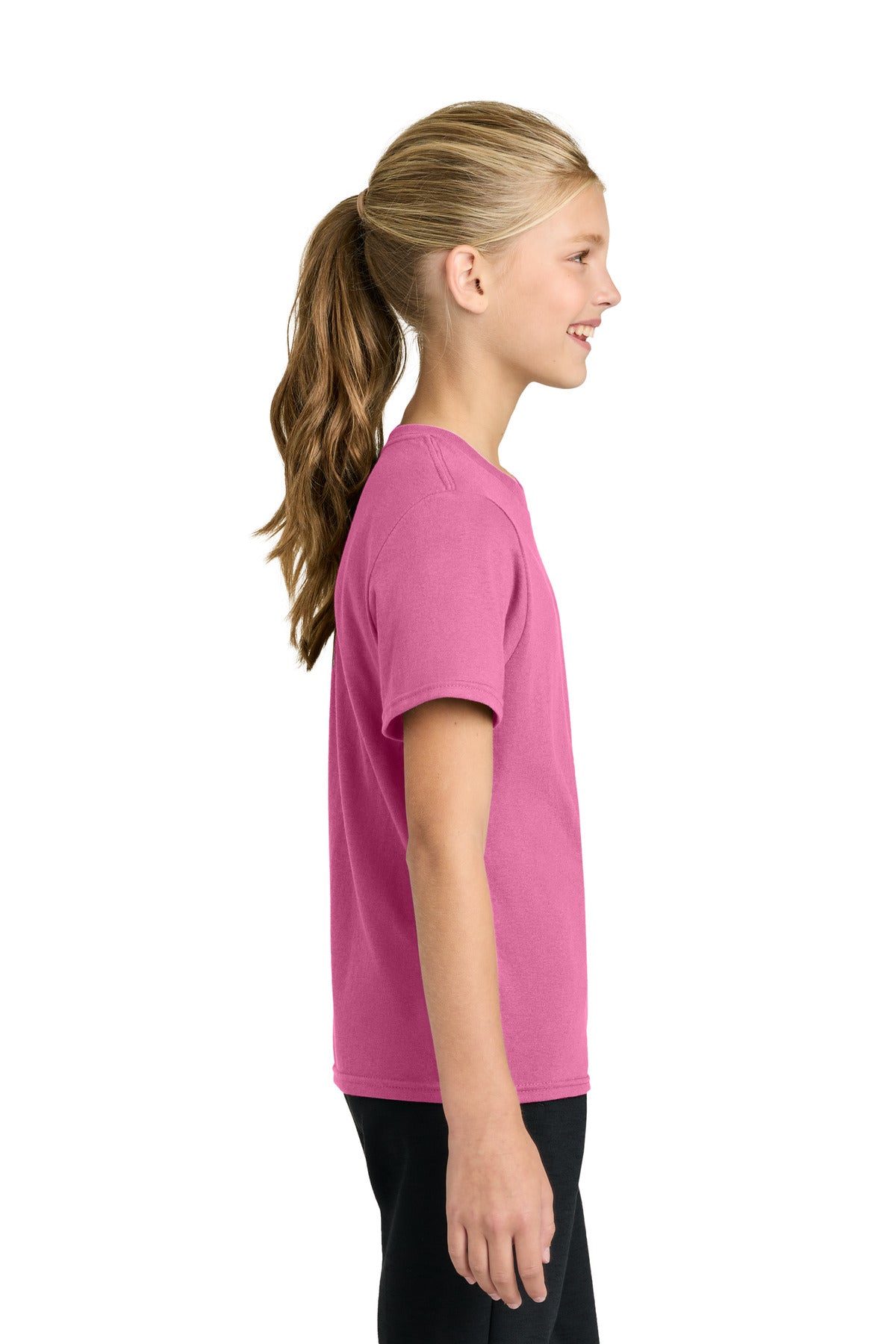Port & Co Youth Easy Cotton Tee PC43Y - Awareness Pink - side