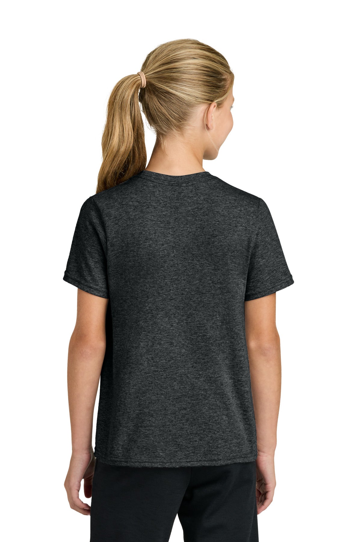Port & Co Youth Easy Cotton Tee PC43Y - Black Heather - back