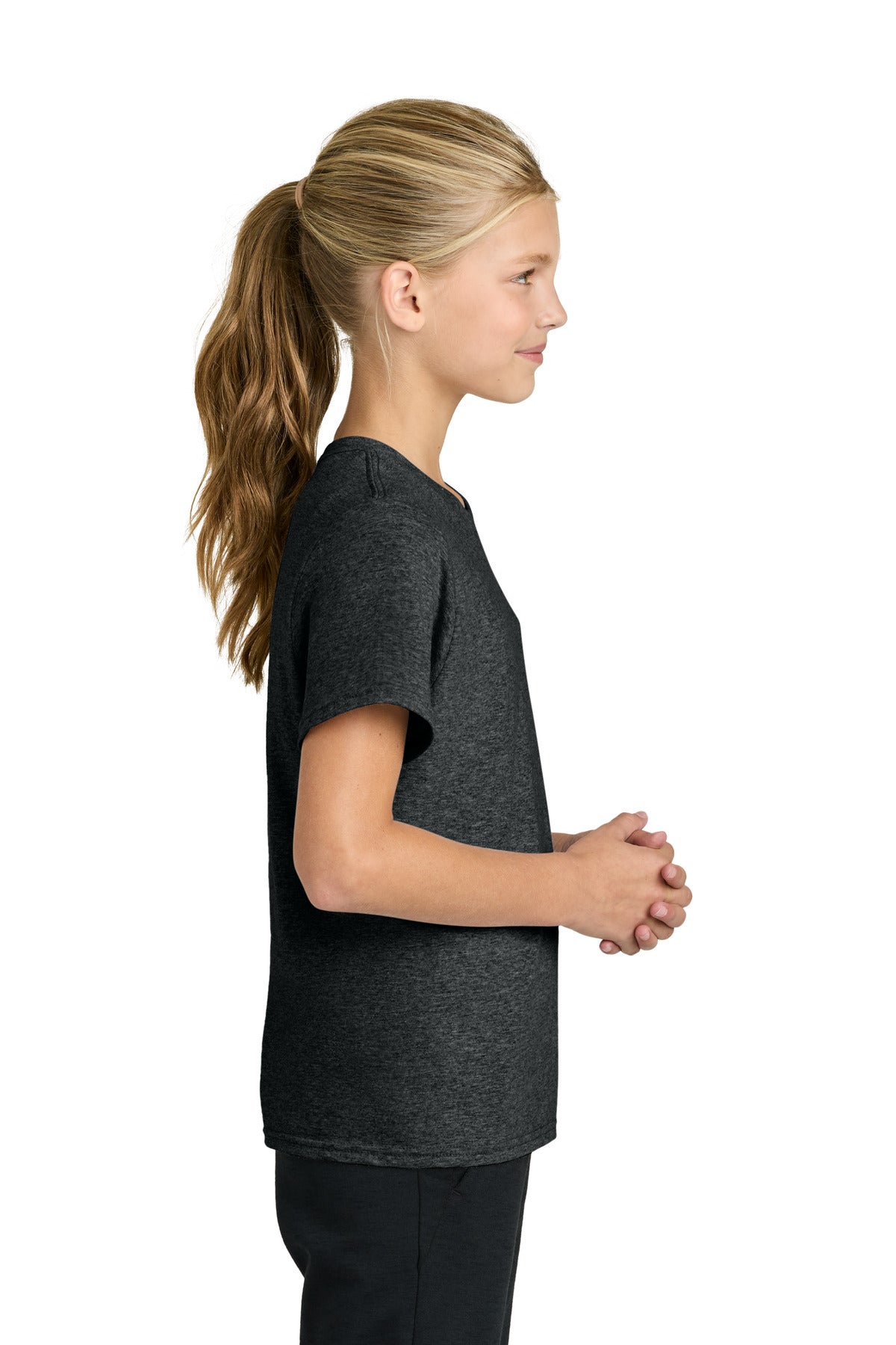 Port & Co Youth Easy Cotton Tee PC43Y - Black Heather - side