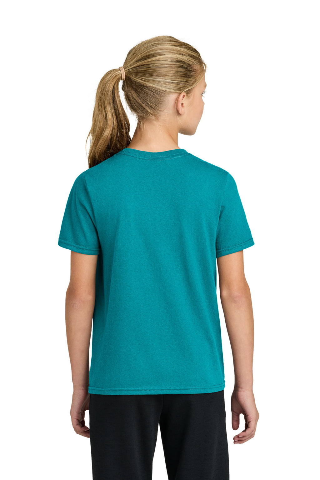 Port & Co Youth Easy Cotton Tee PC43Y - Bright Aqua - back