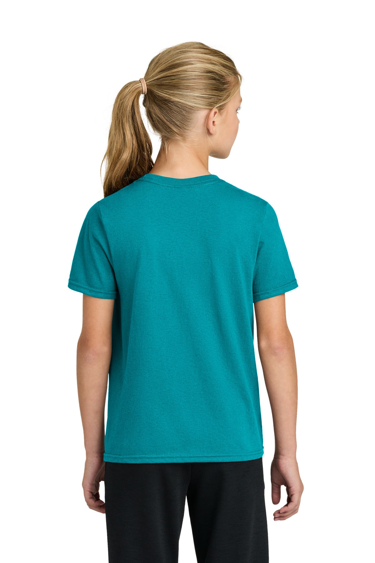 Port & Co Youth Easy Cotton Tee PC43Y - Bright Aqua - back